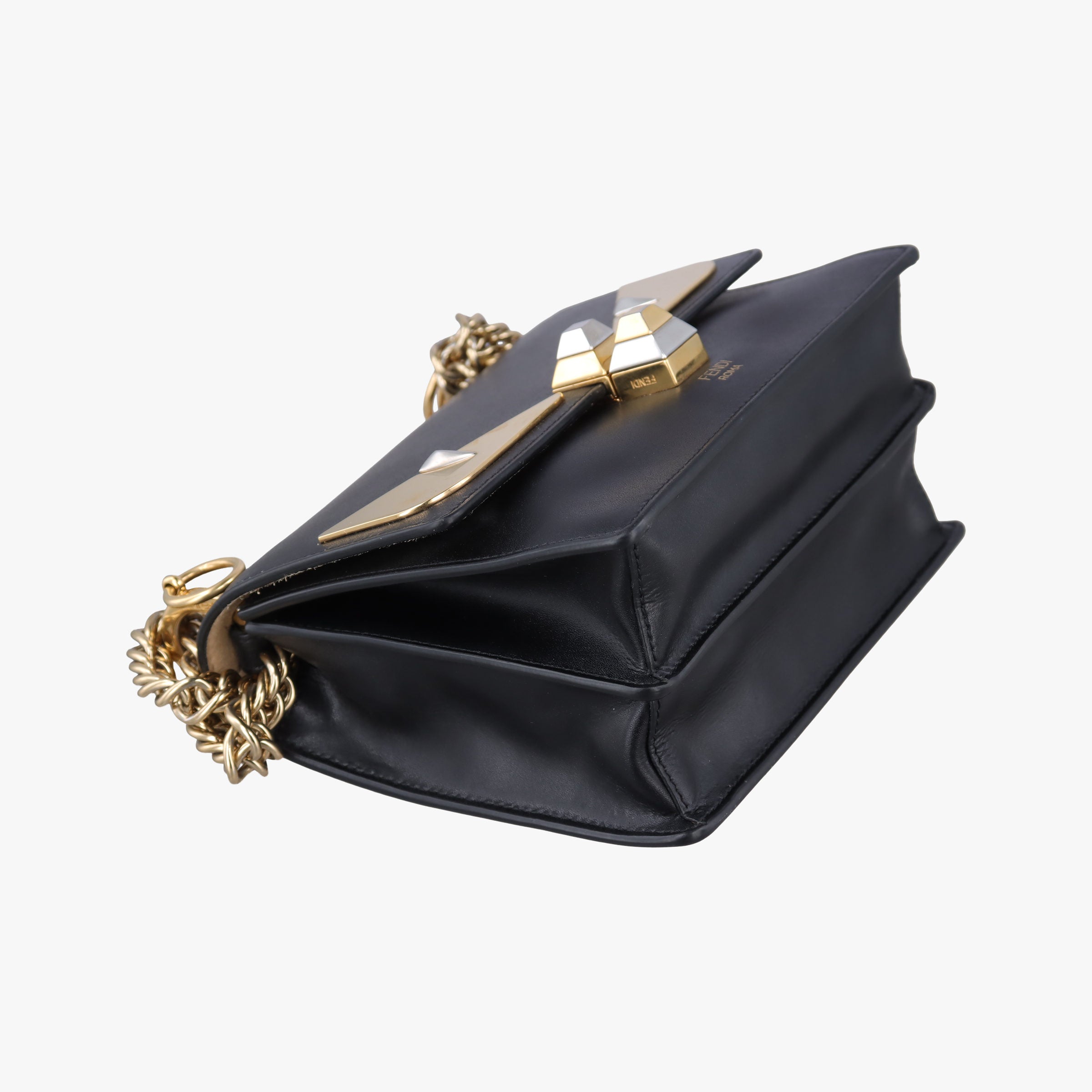 Pre-owned Fendi Monster Kan I Black Leather 8M0381 shoulderbag | stylenewstar