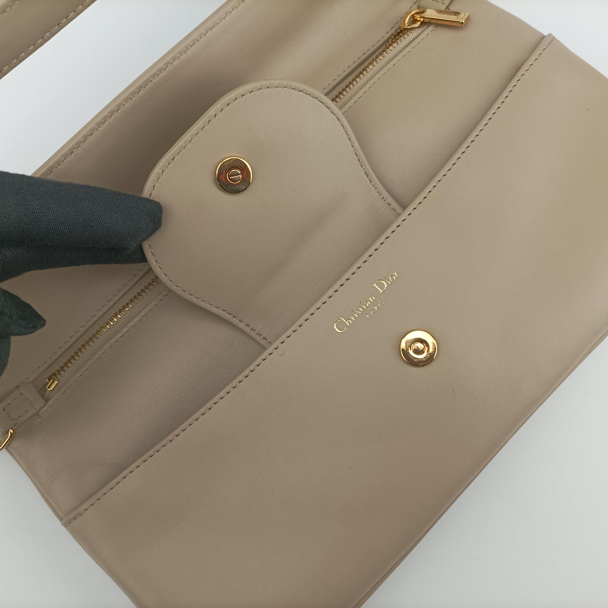 Vintage Christian Dior Diordouble Beige Leather  shoulderbag | stylenewstar