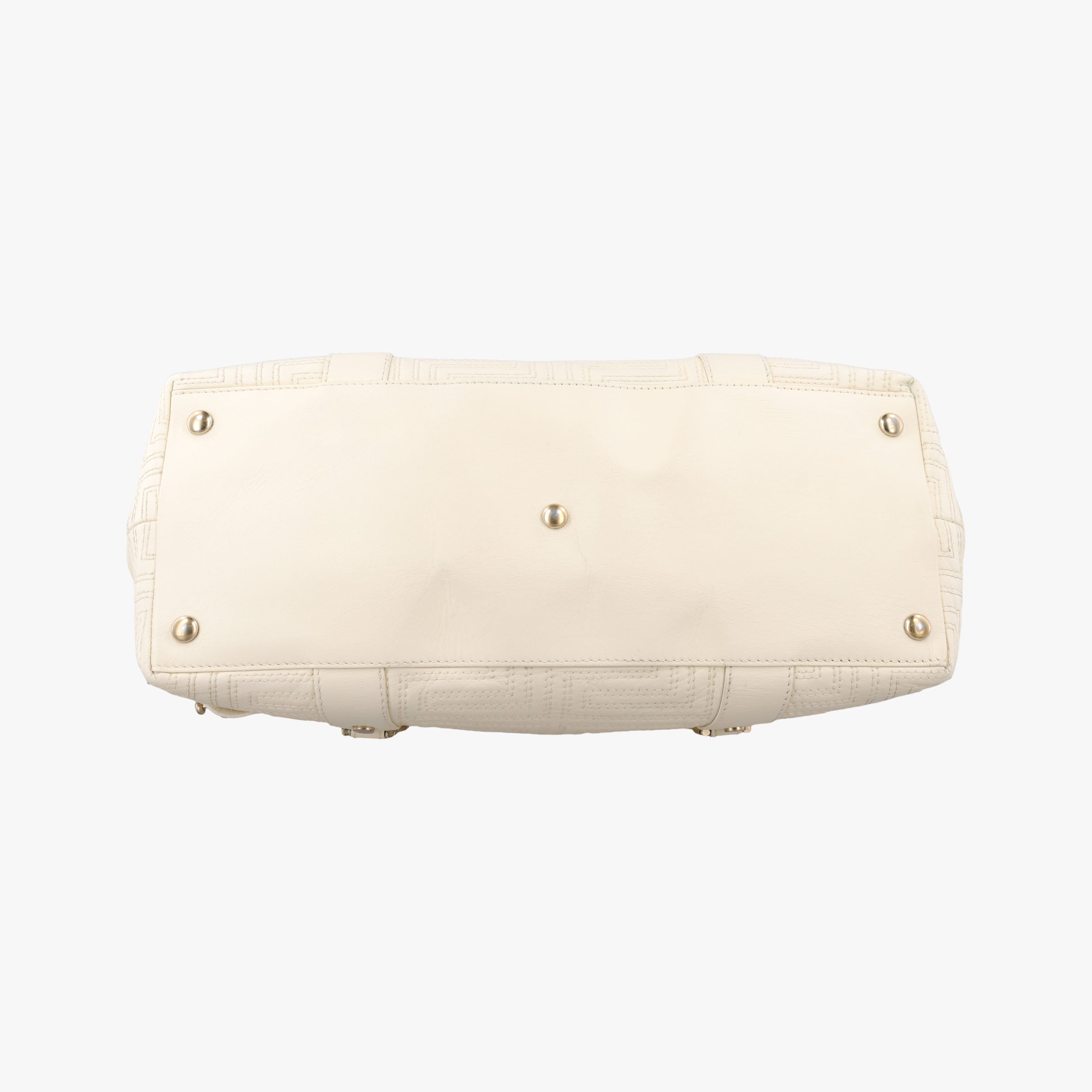 Pre-owned VERSACE Snap Out Of It Tote White レザー  handbag | stylenewstar