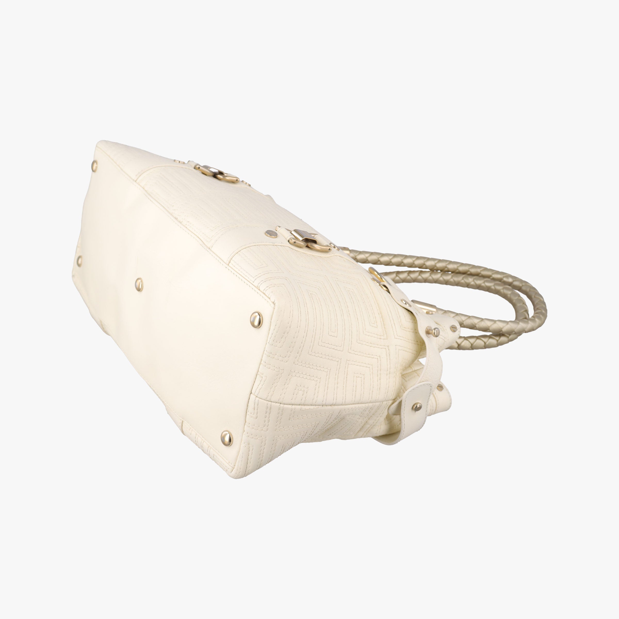 Pre-owned VERSACE Snap Out Of It Tote White レザー  handbag | stylenewstar