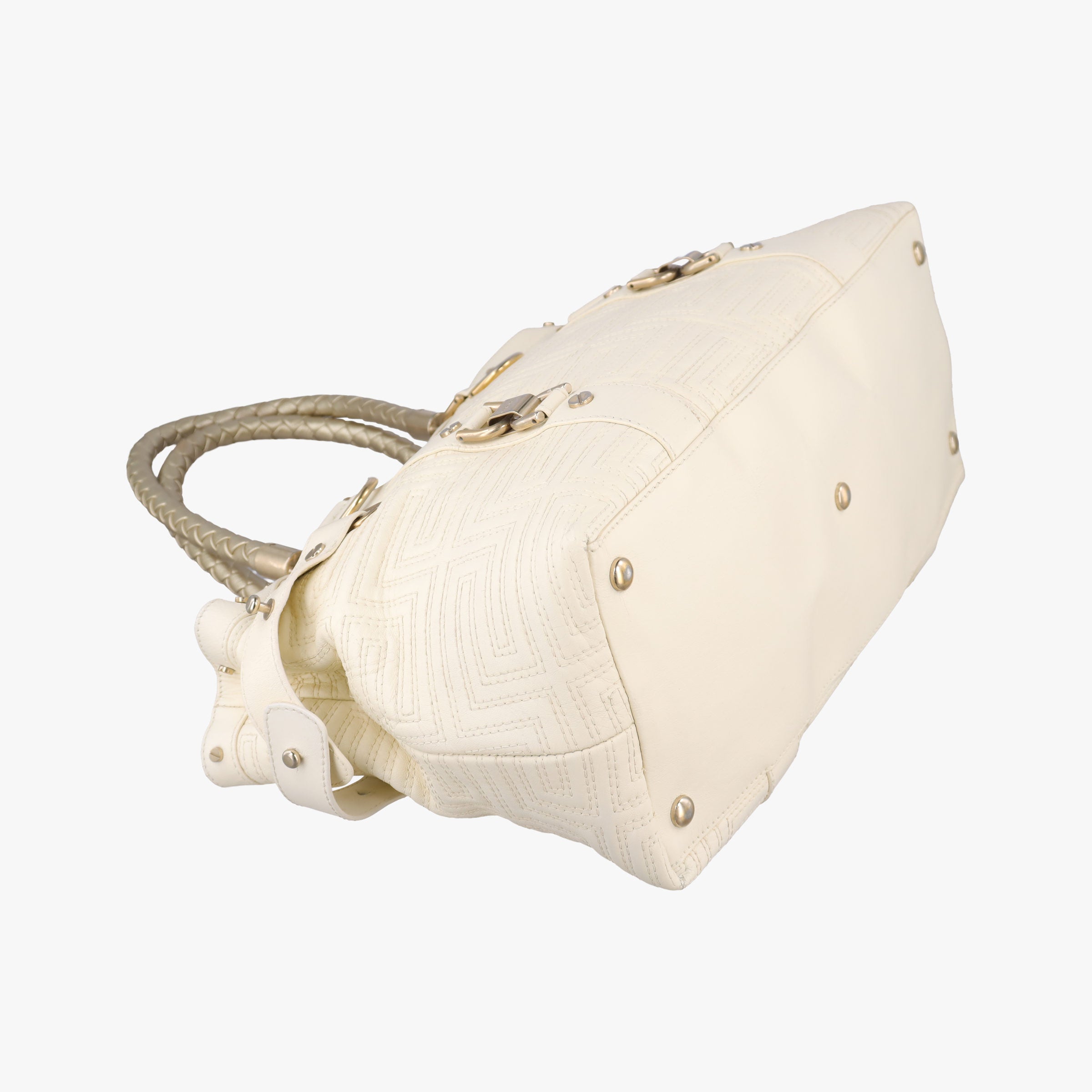 Pre-owned VERSACE Snap Out Of It Tote White レザー  handbag | stylenewstar