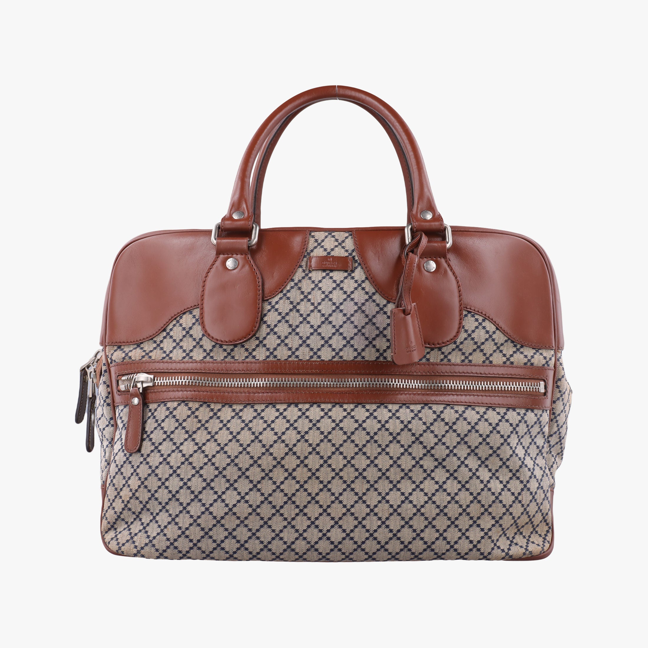 Pre-owned Gucci Diamante Brown × Beige Canvas × Leather 231838 handbag | stylenewstar