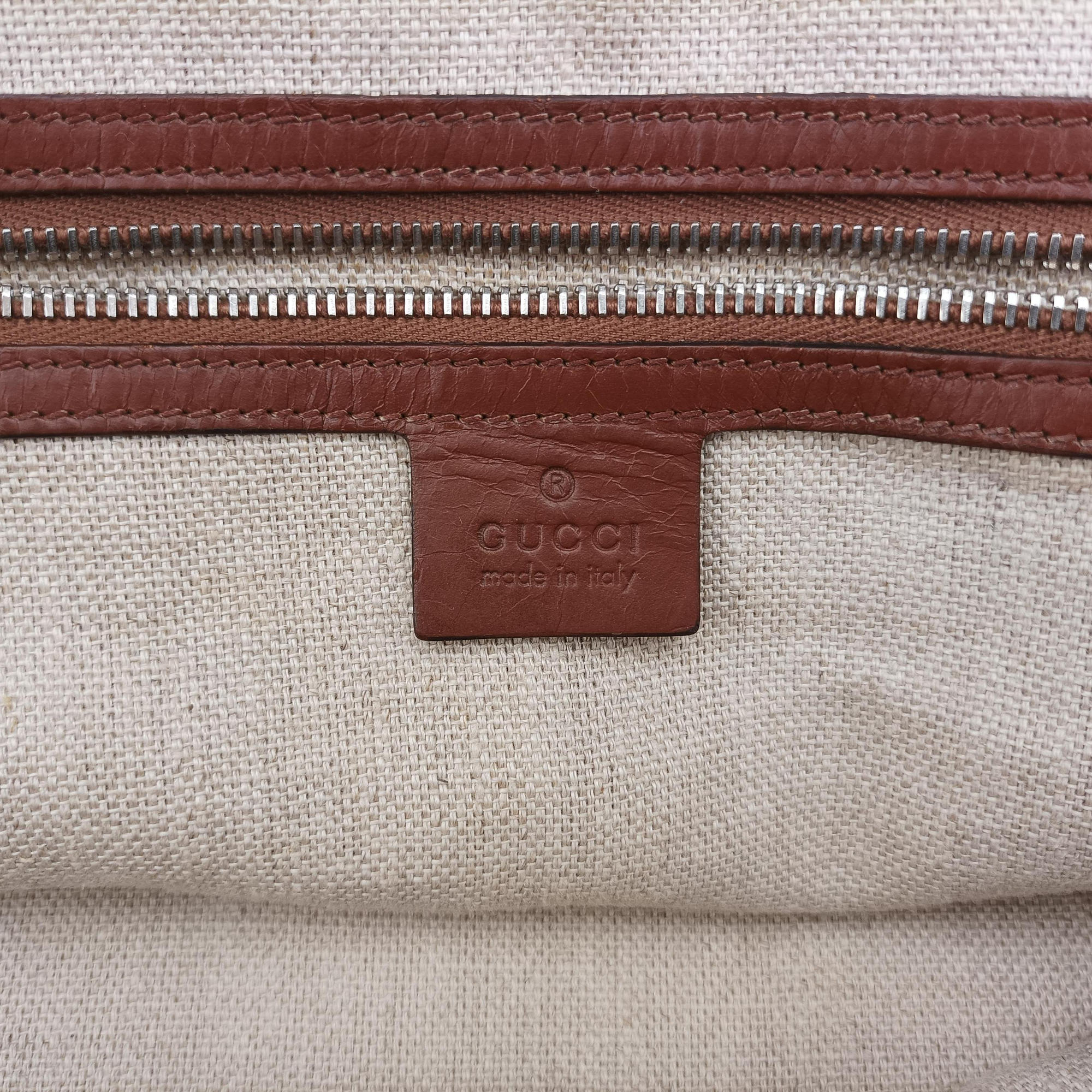 Pre-owned Gucci Diamante Brown × Beige Canvas × Leather 231838 handbag | stylenewstar