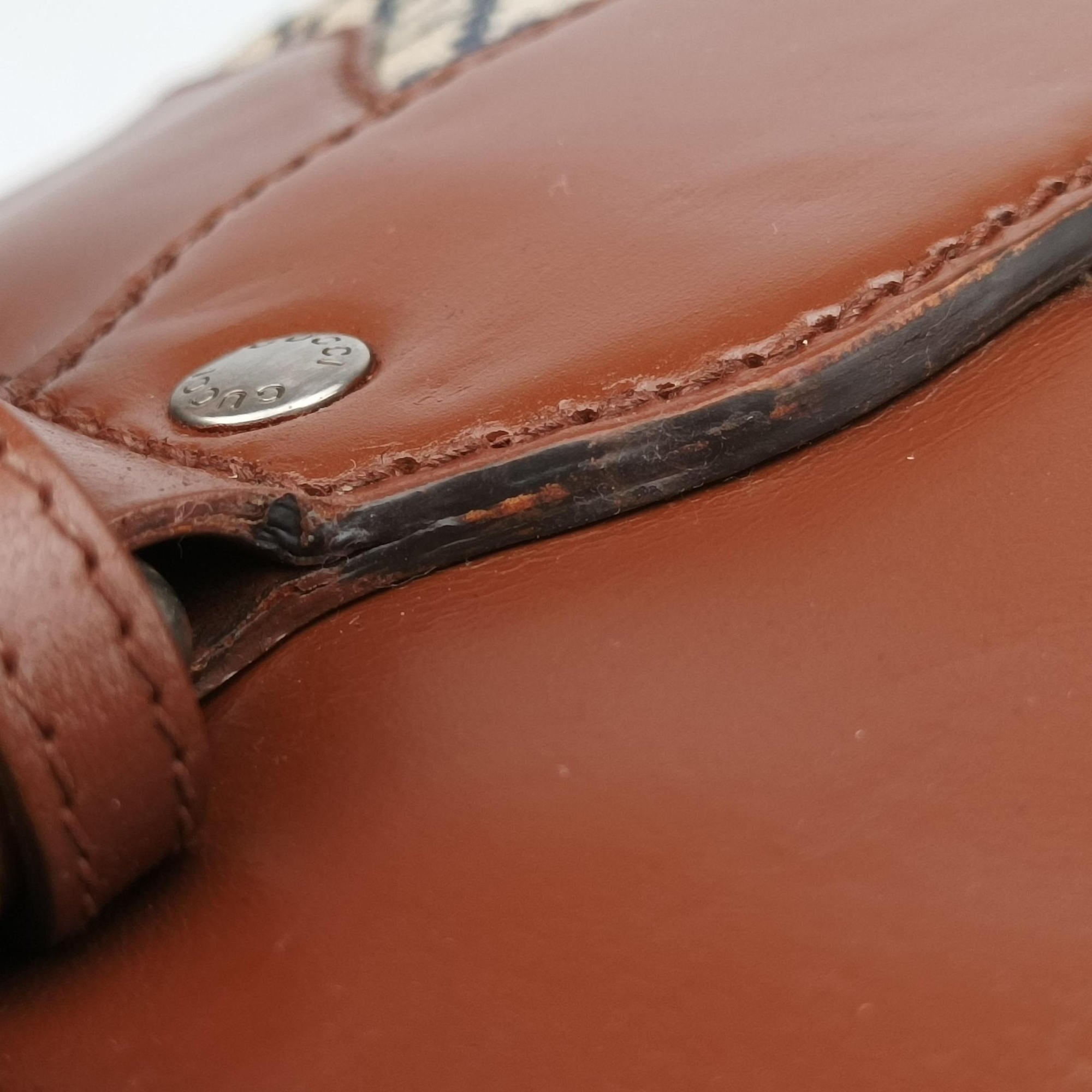 Pre-owned Gucci Diamante Brown × Beige Canvas × Leather 231838 handbag | stylenewstar