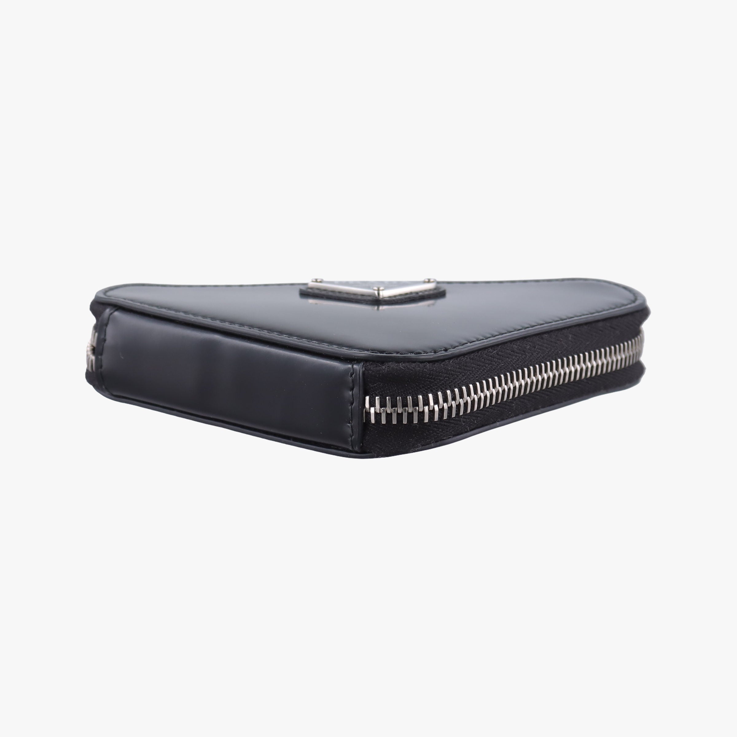Pre-owned Prada Triangle Chain Pouch Black Leather  shoulderbag | stylenewstar