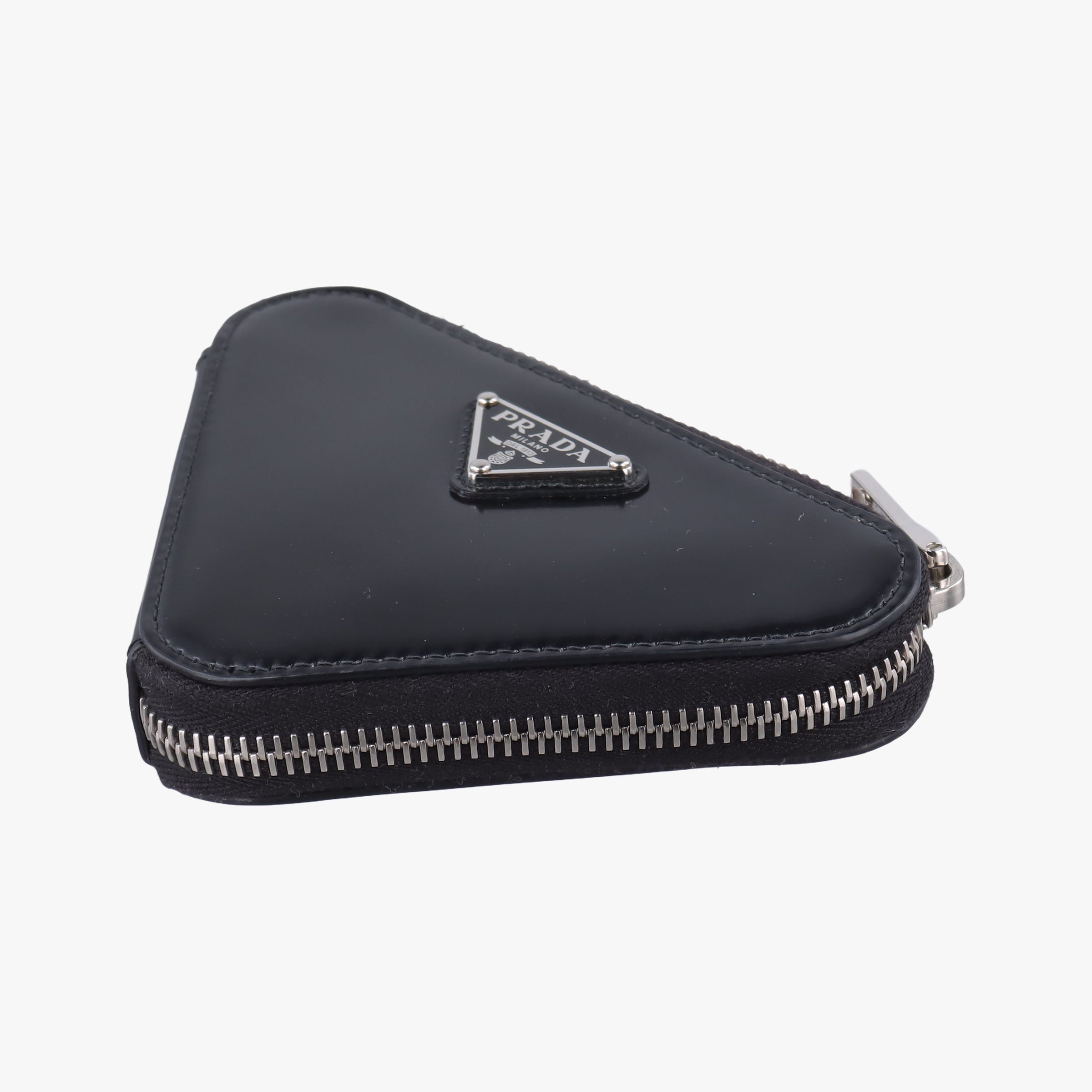 Pre-owned Prada Triangle Chain Pouch Black Leather  shoulderbag | stylenewstar
