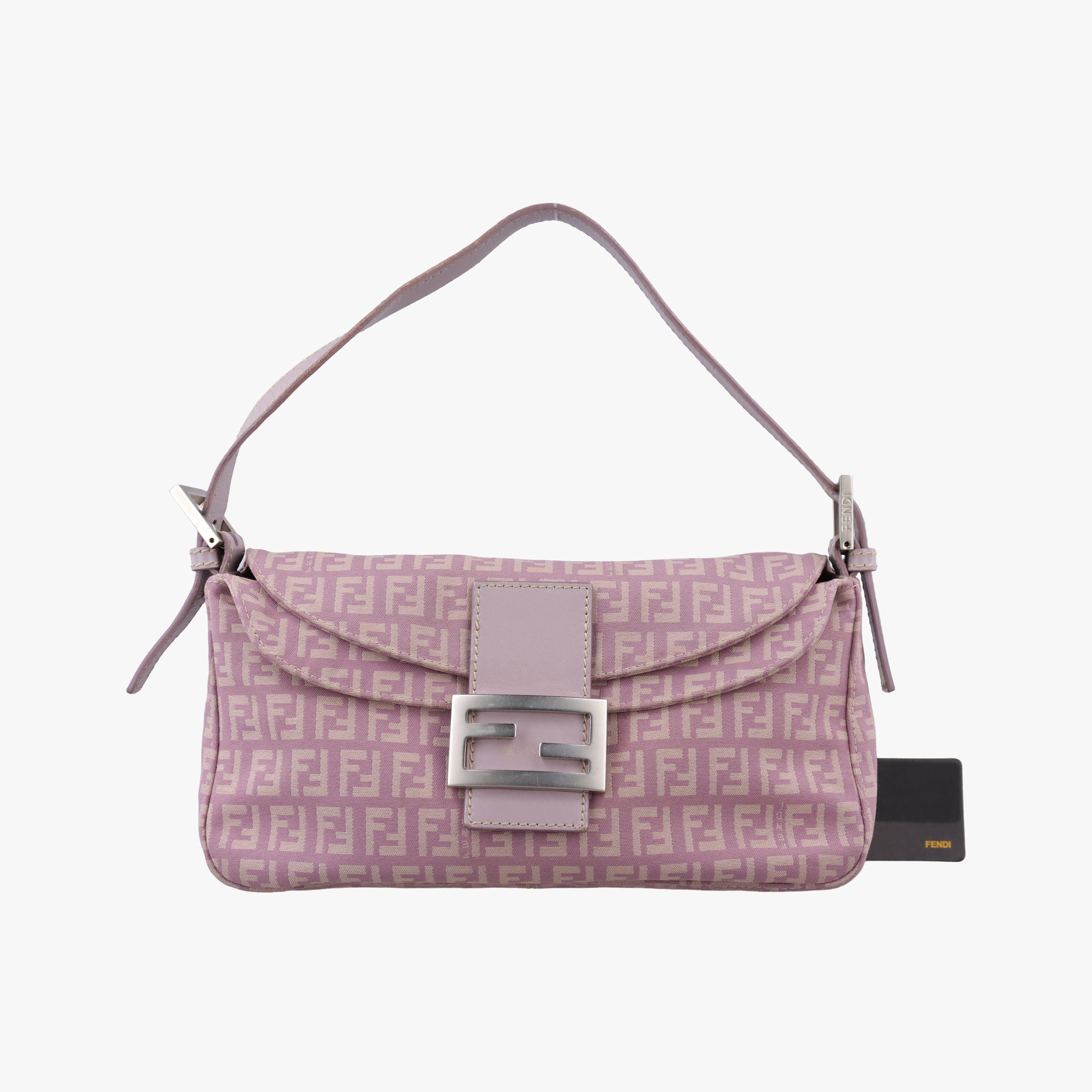 Pre-owned Fendi Zucchino Baguette Pink canvas 8BR003 handbag | stylenewstar
