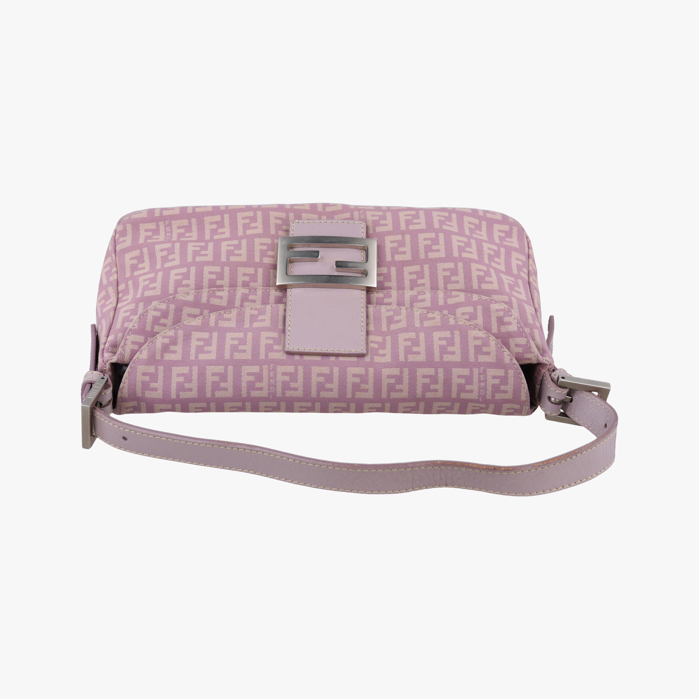 Pre-owned Fendi Zucchino Baguette Pink canvas 8BR003 handbag | stylenewstar