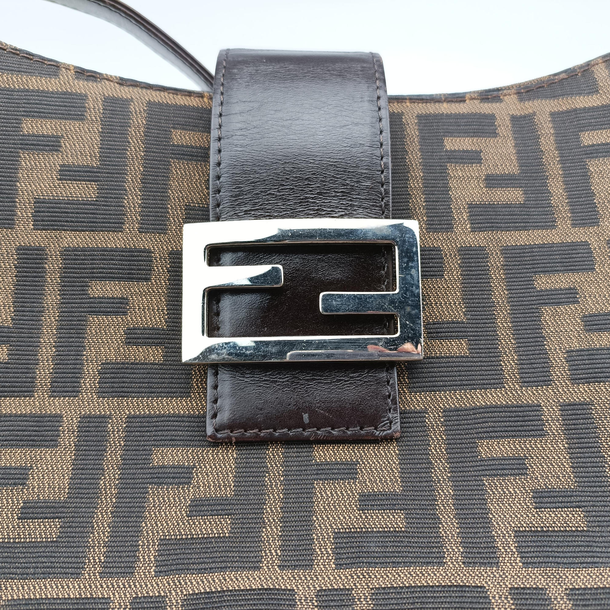 Secondhand Fendi Zucca Mamma Baguette Brown canvas×leather 091611 shoulderbag | stylenewstar