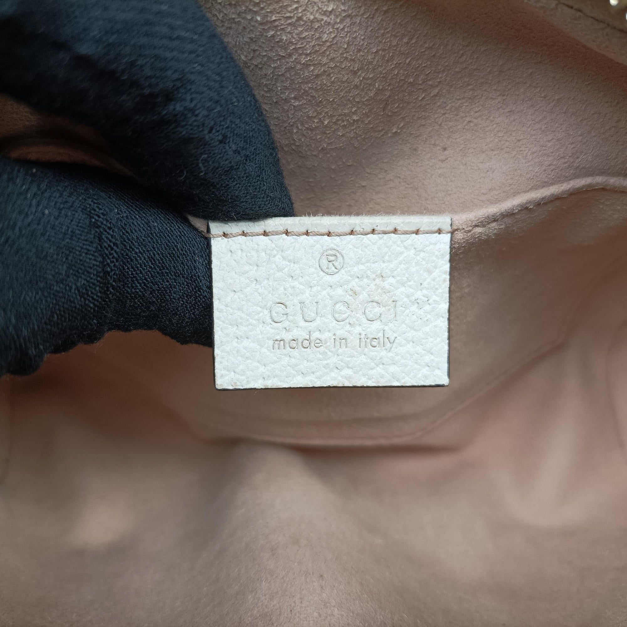 Pre-owned Gucci OPHIDIA White Leather 517350 shoulderbag | stylenewstar
