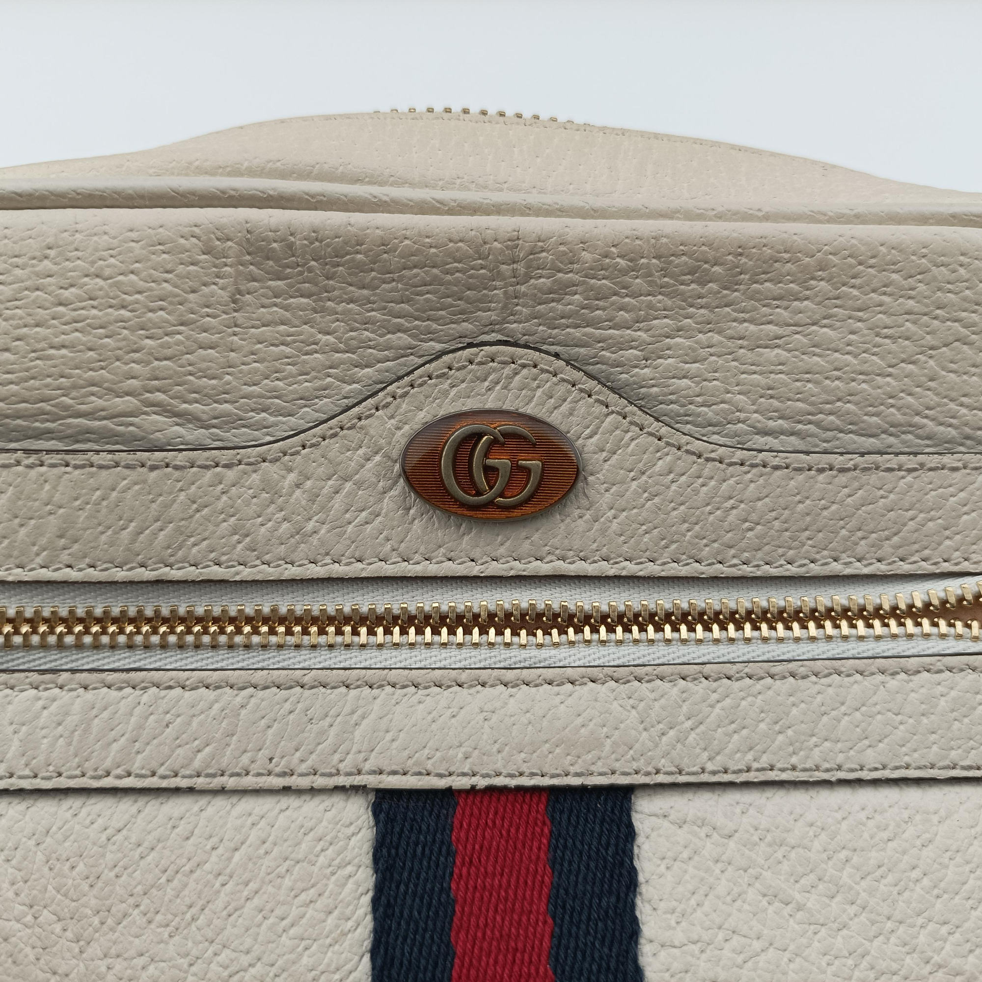 Pre-owned Gucci OPHIDIA White Leather 517350 shoulderbag | stylenewstar