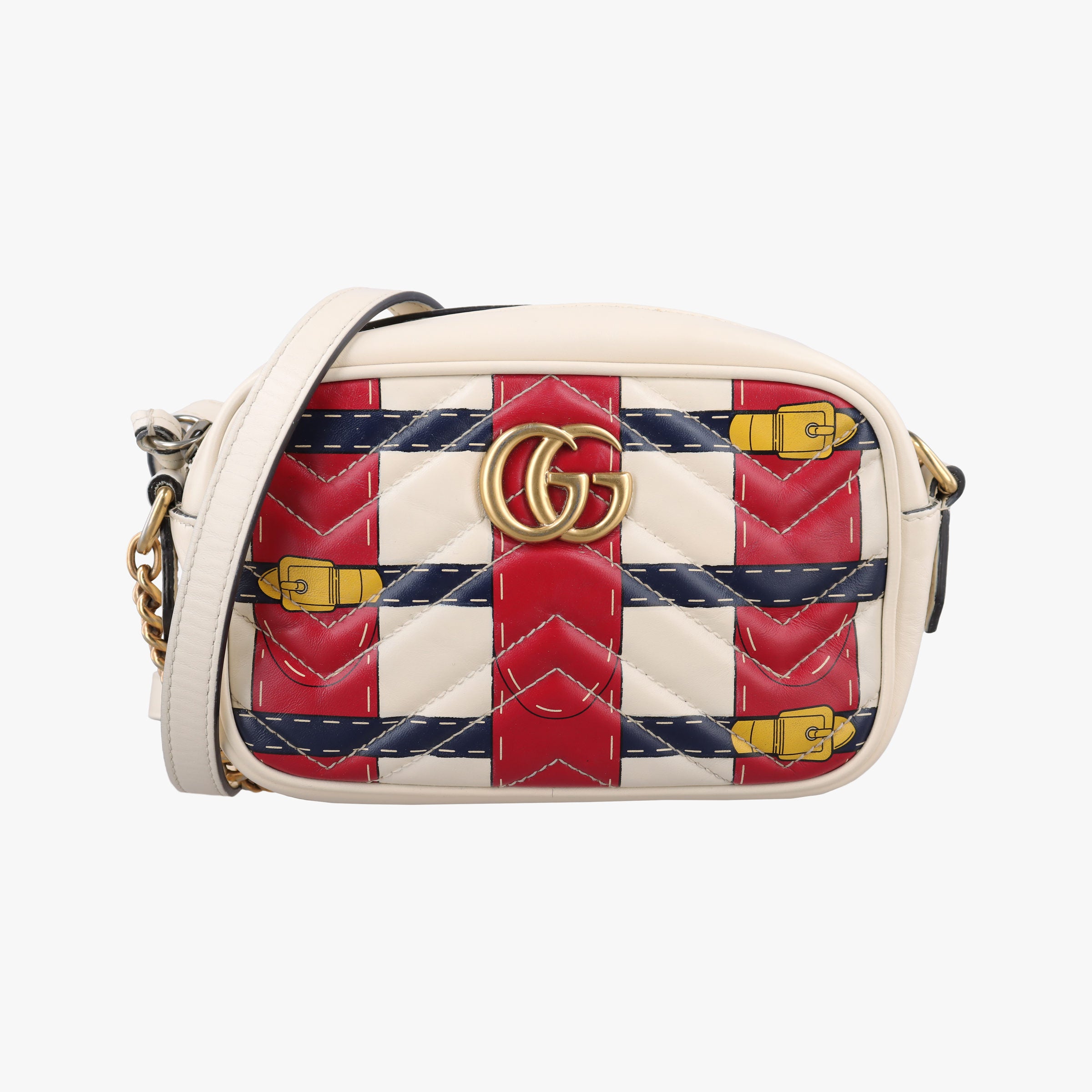 Vintage Gucci GG Marmont White × MultiColor Leather 448065 shoulderbag | stylenewstar