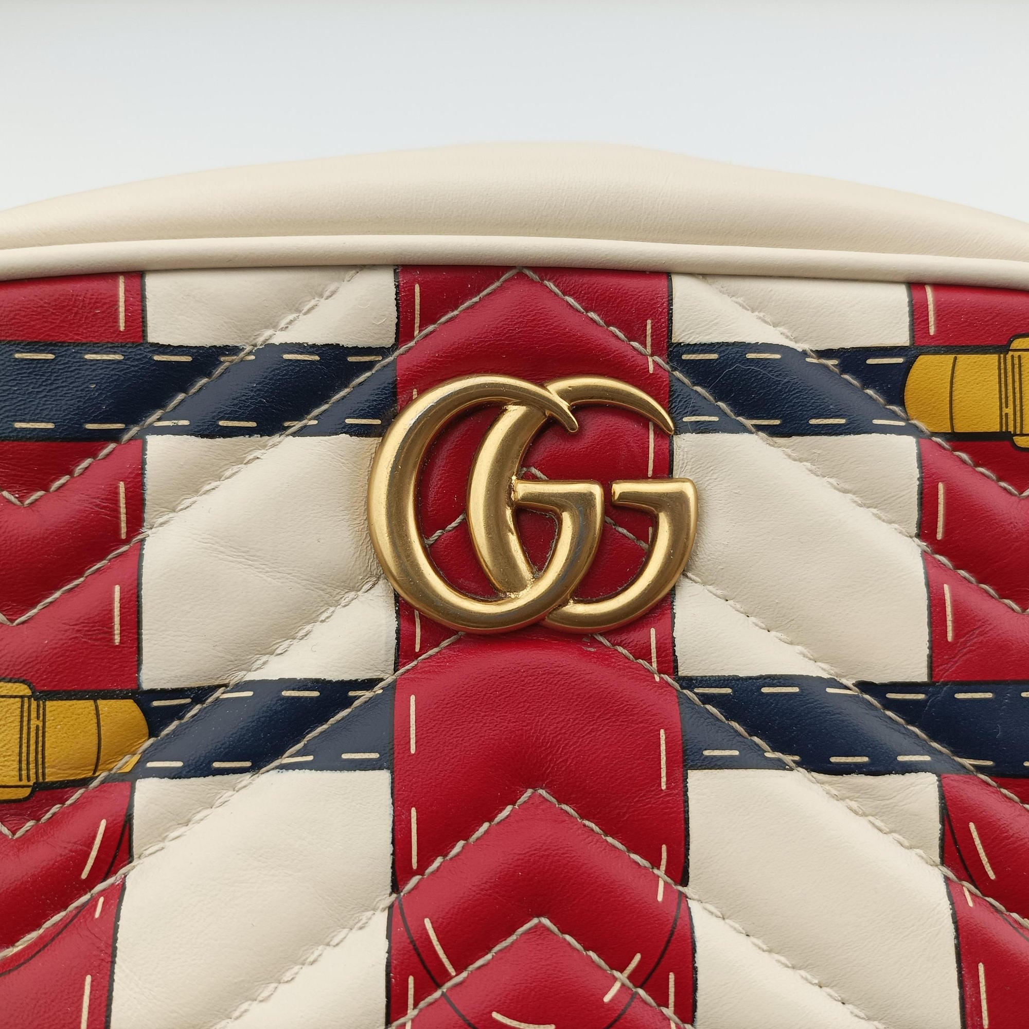 Vintage Gucci GG Marmont White × MultiColor Leather 448065 shoulderbag | stylenewstar