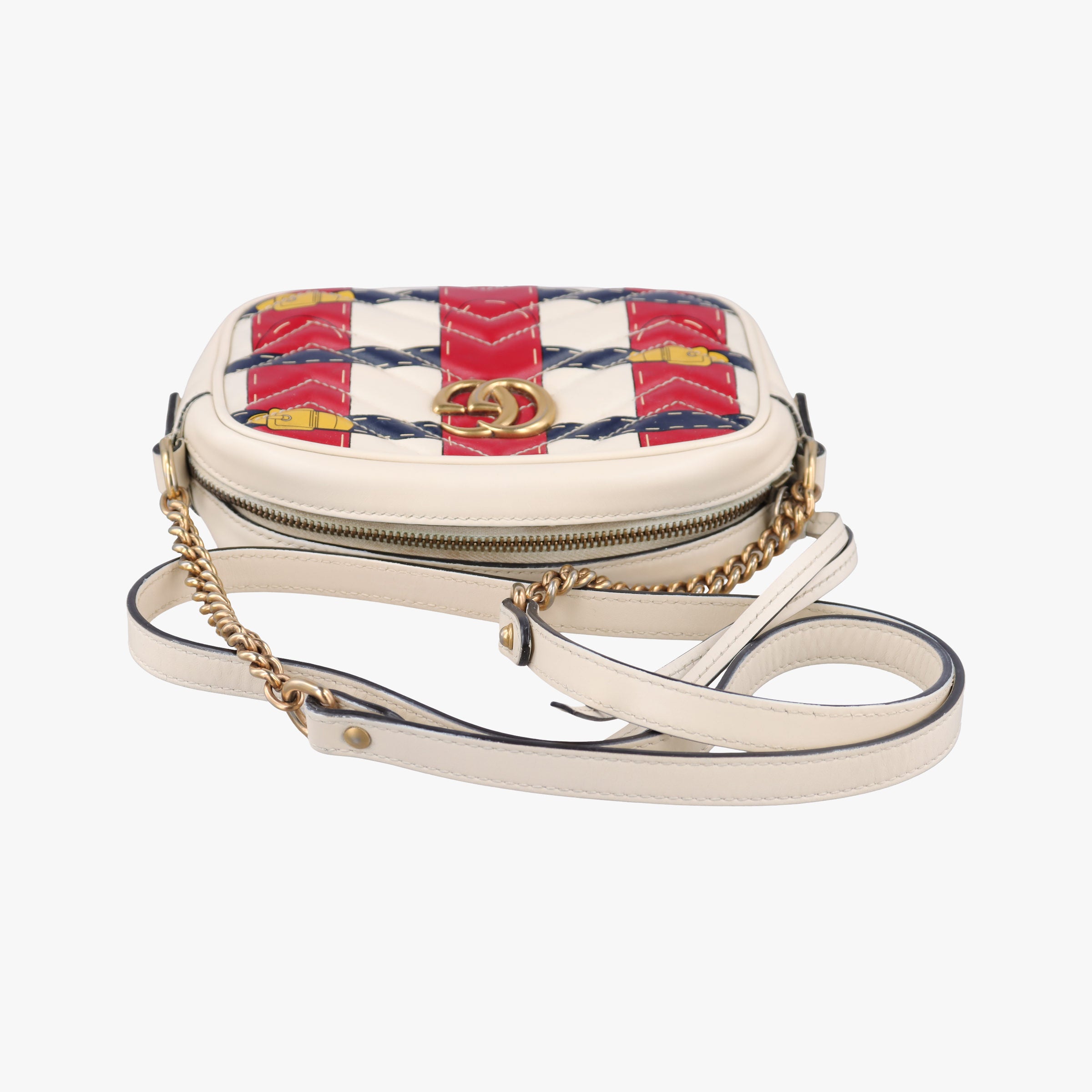 Vintage Gucci GG Marmont White × MultiColor Leather 448065 shoulderbag | stylenewstar