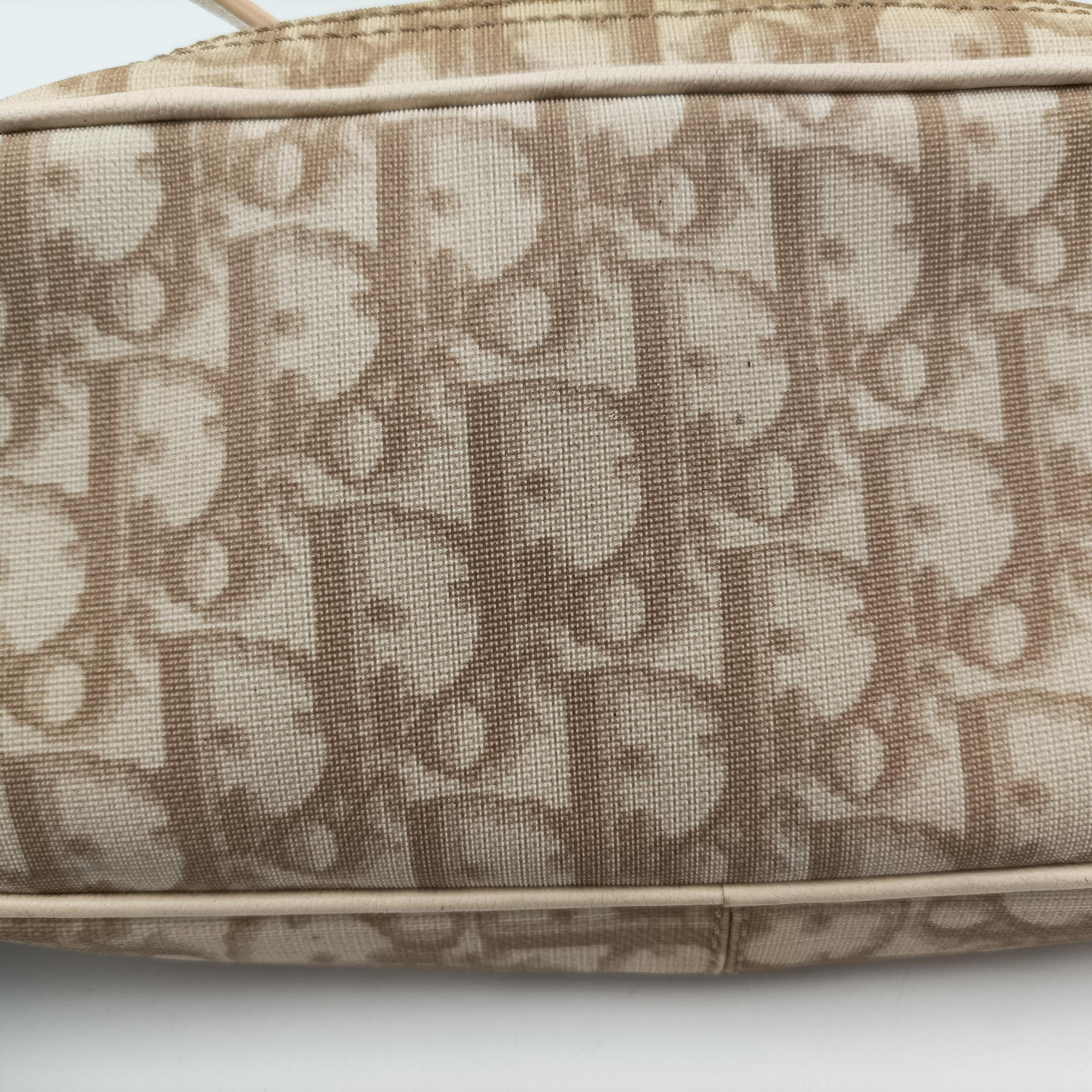 Vintage Christian Dior Trotter Flower Beige PVC Coated Canvas Floral Embroidery  shoulderbag | stylenewstar