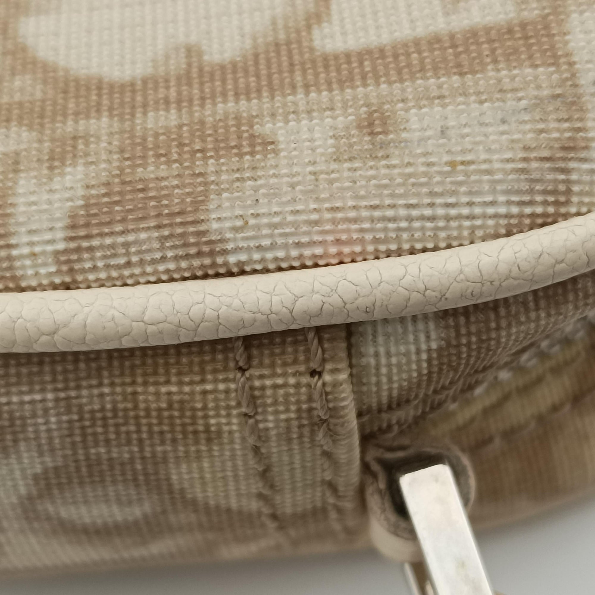 Vintage Christian Dior Trotter Flower Beige PVC Coated Canvas Floral Embroidery  shoulderbag | stylenewstar
