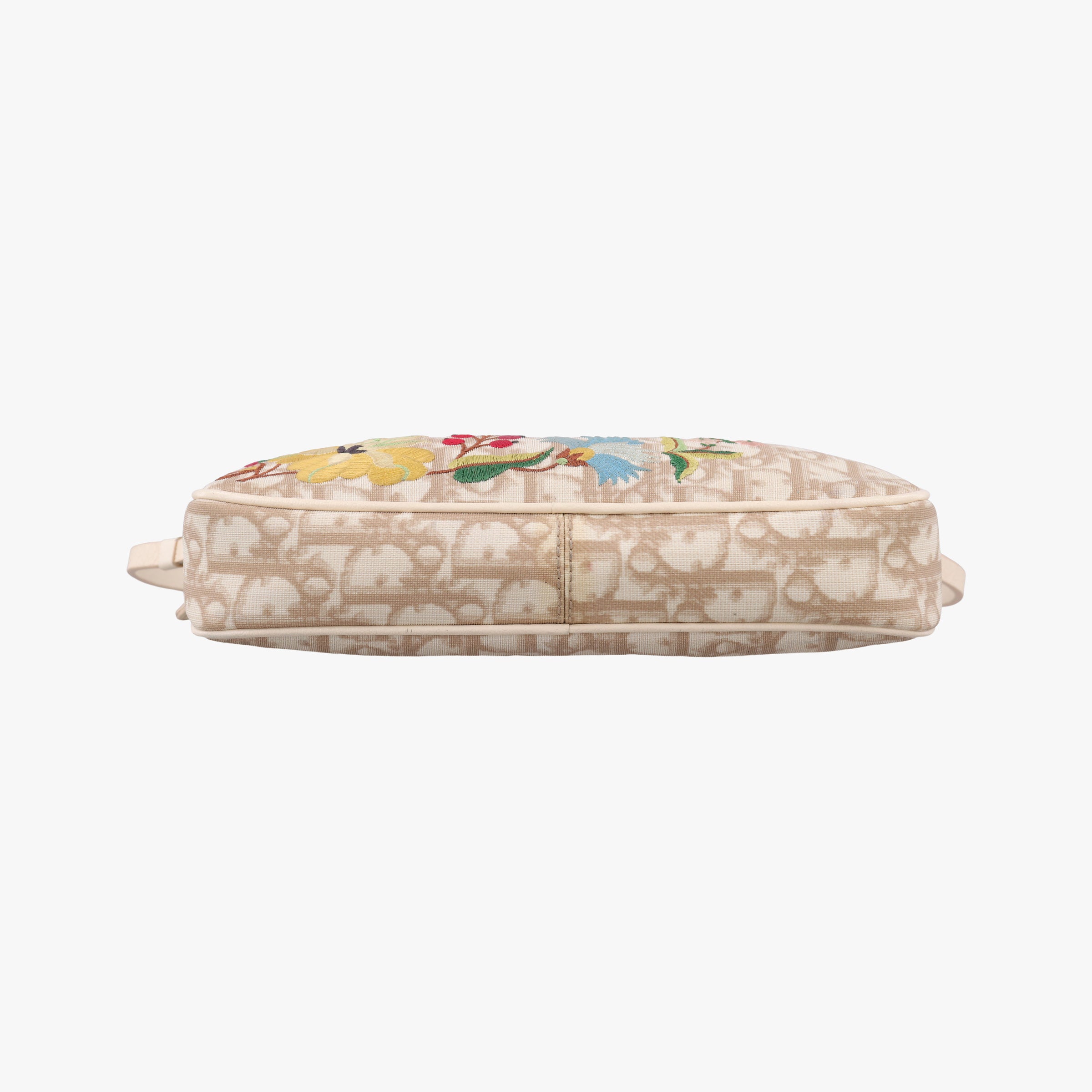 Vintage Christian Dior Trotter Flower Beige PVC Coated Canvas Floral Embroidery  shoulderbag | stylenewstar