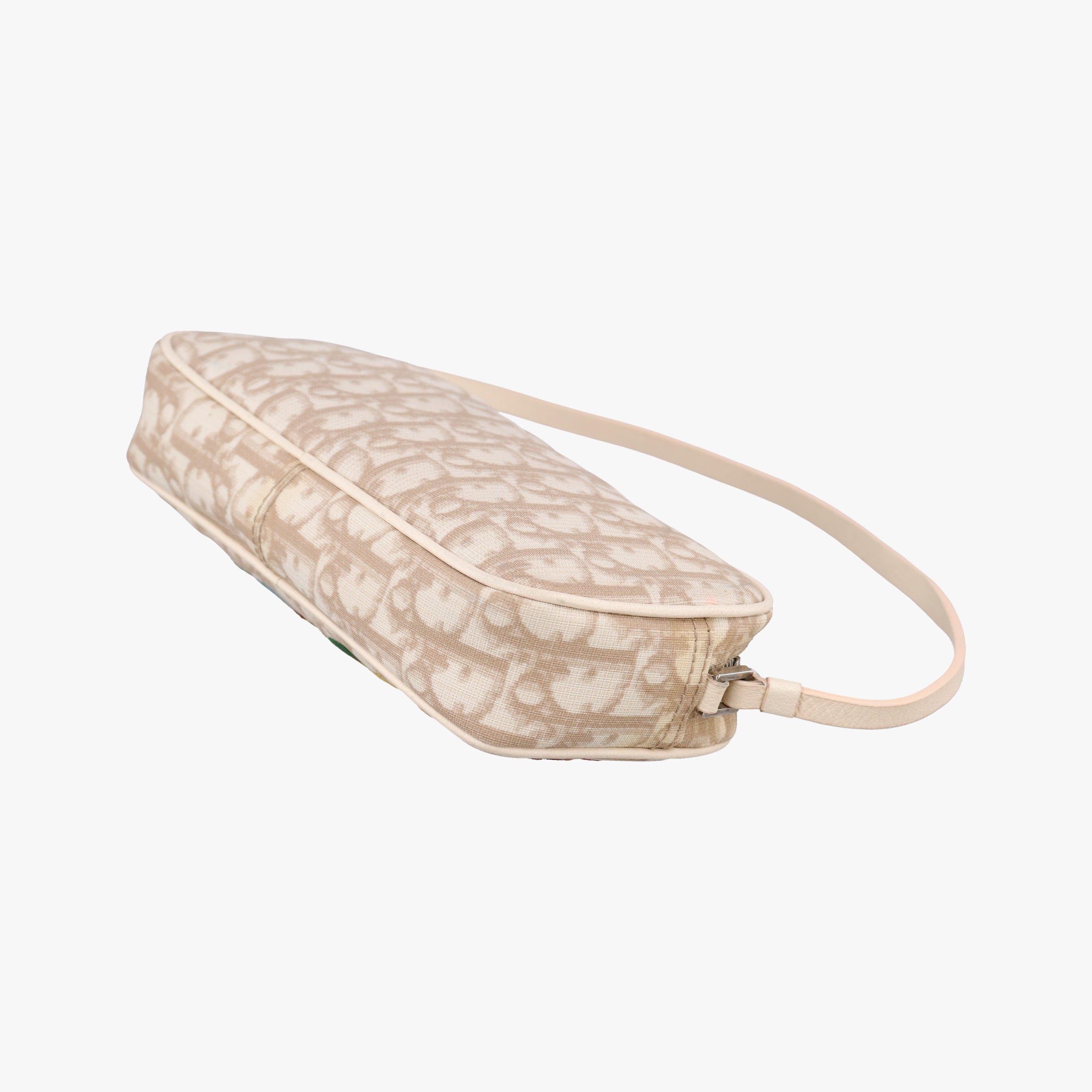Vintage Christian Dior Trotter Flower Beige PVC Coated Canvas Floral Embroidery  shoulderbag | stylenewstar