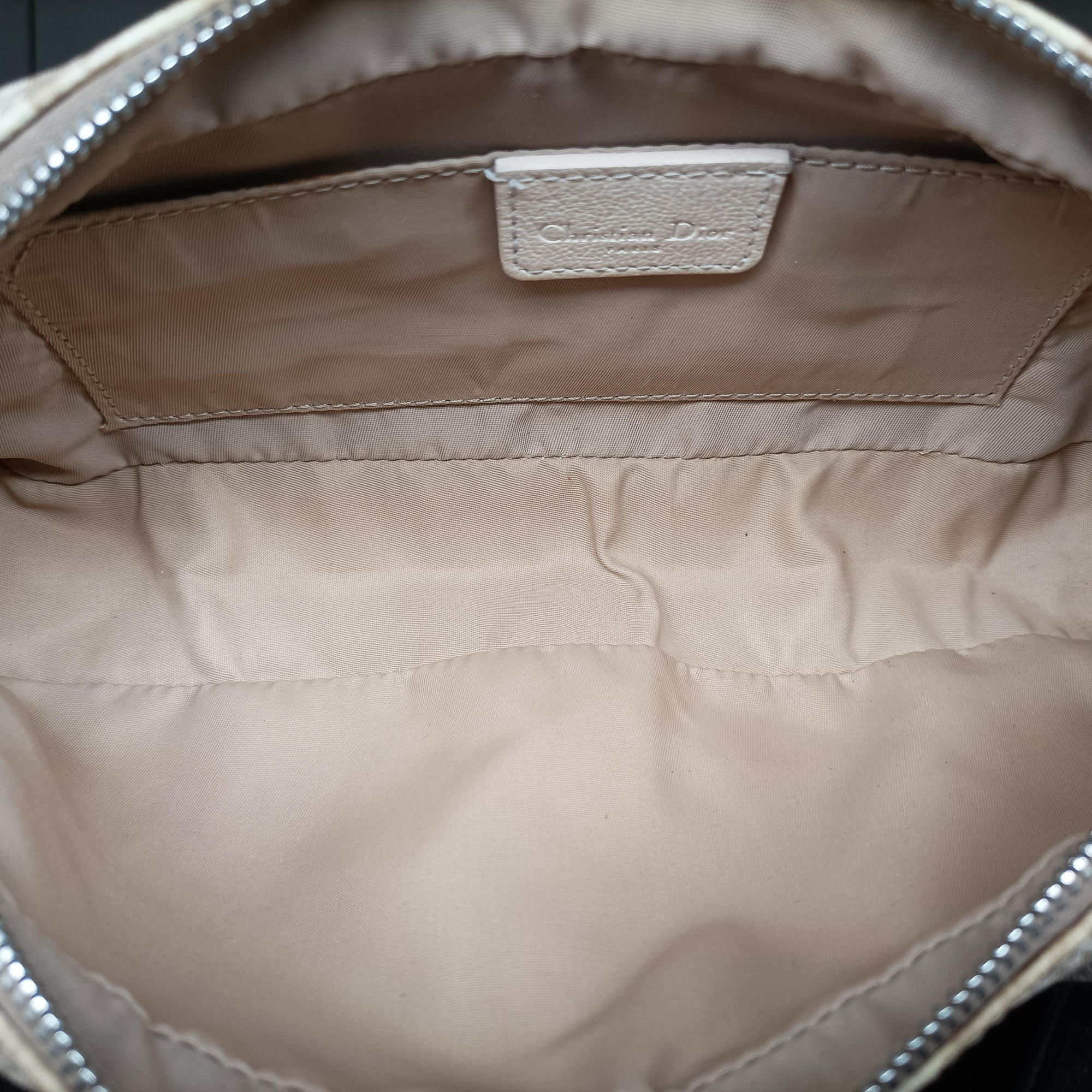 Vintage Christian Dior Trotter Flower Beige PVC Coated Canvas Floral Embroidery  shoulderbag | stylenewstar