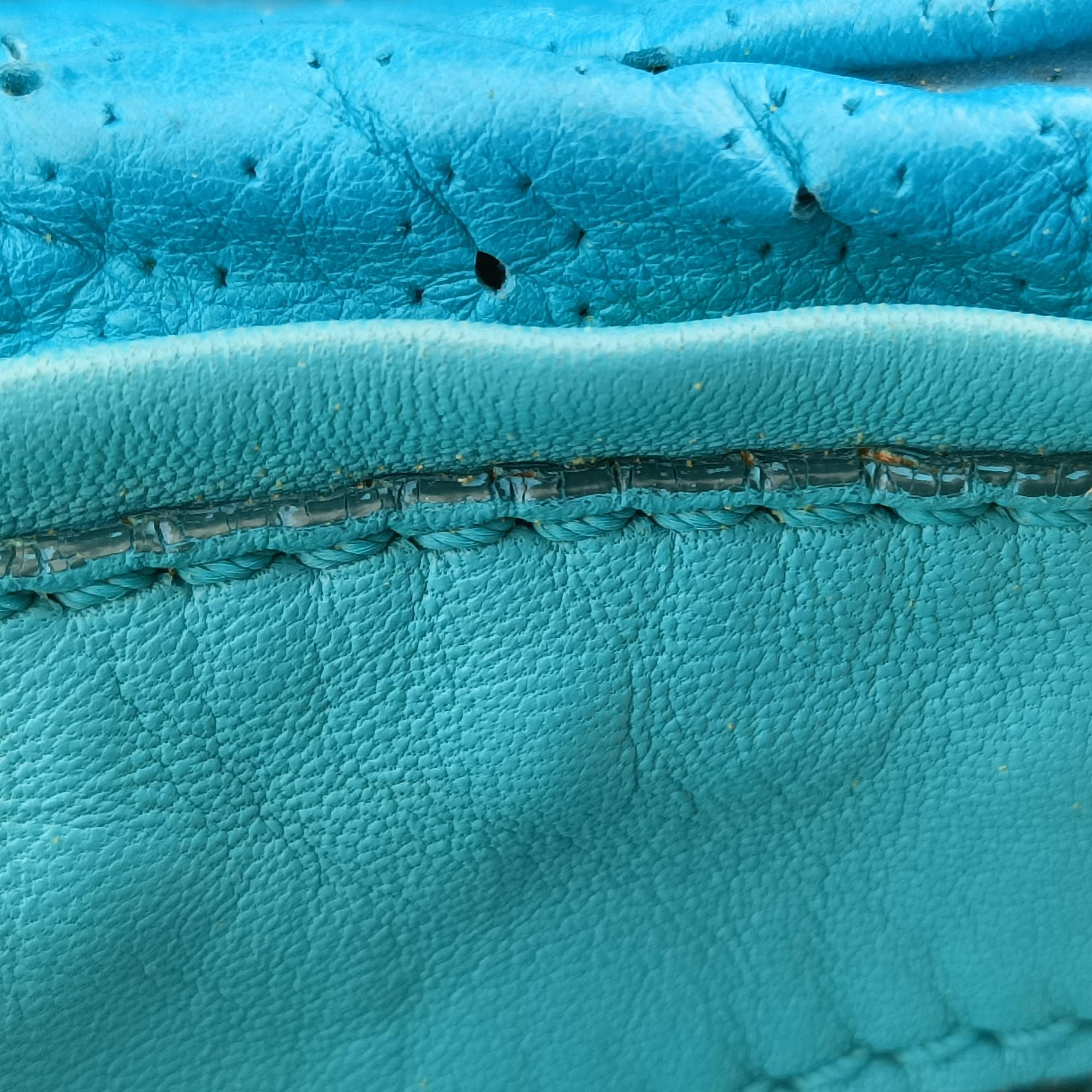 Pre-owned VERSACE Wavy Ruched Hobo Blue Lambskin  shoulderbag | stylenewstar