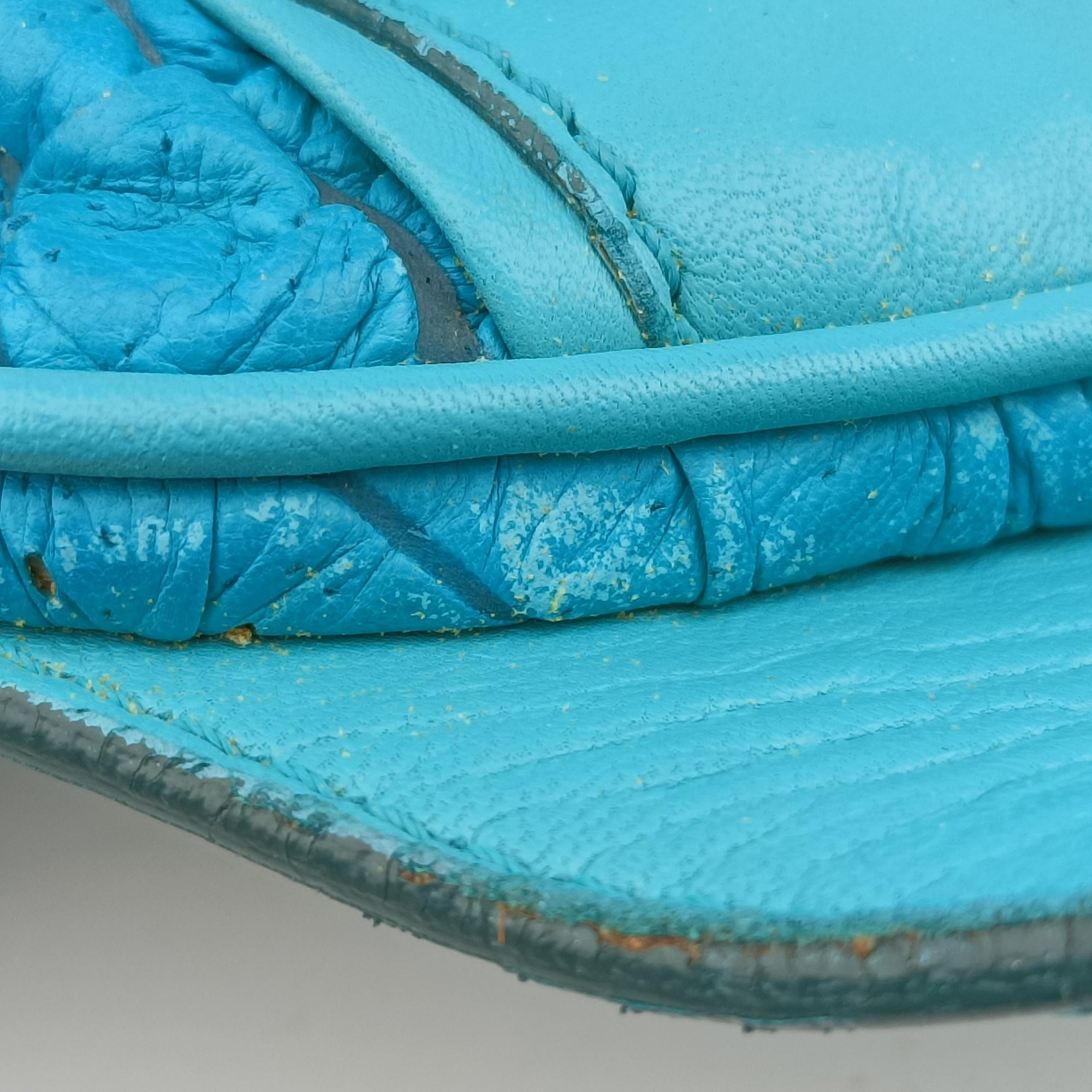 Pre-owned VERSACE Wavy Ruched Hobo Blue Lambskin  shoulderbag | stylenewstar