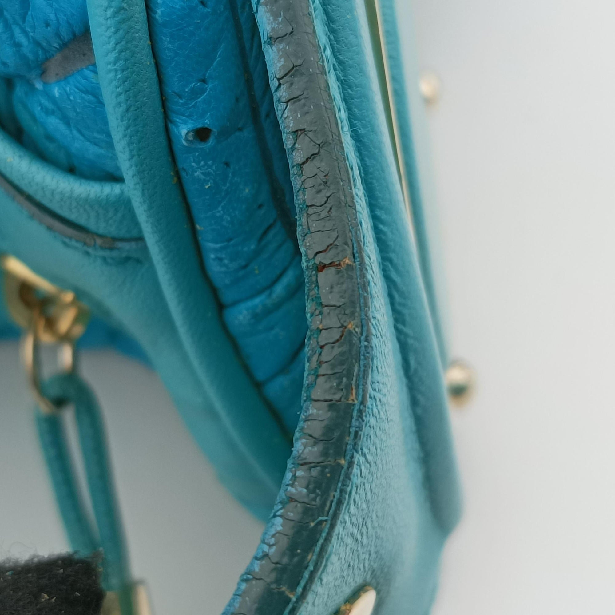 Pre-owned VERSACE Wavy Ruched Hobo Blue Lambskin  shoulderbag | stylenewstar