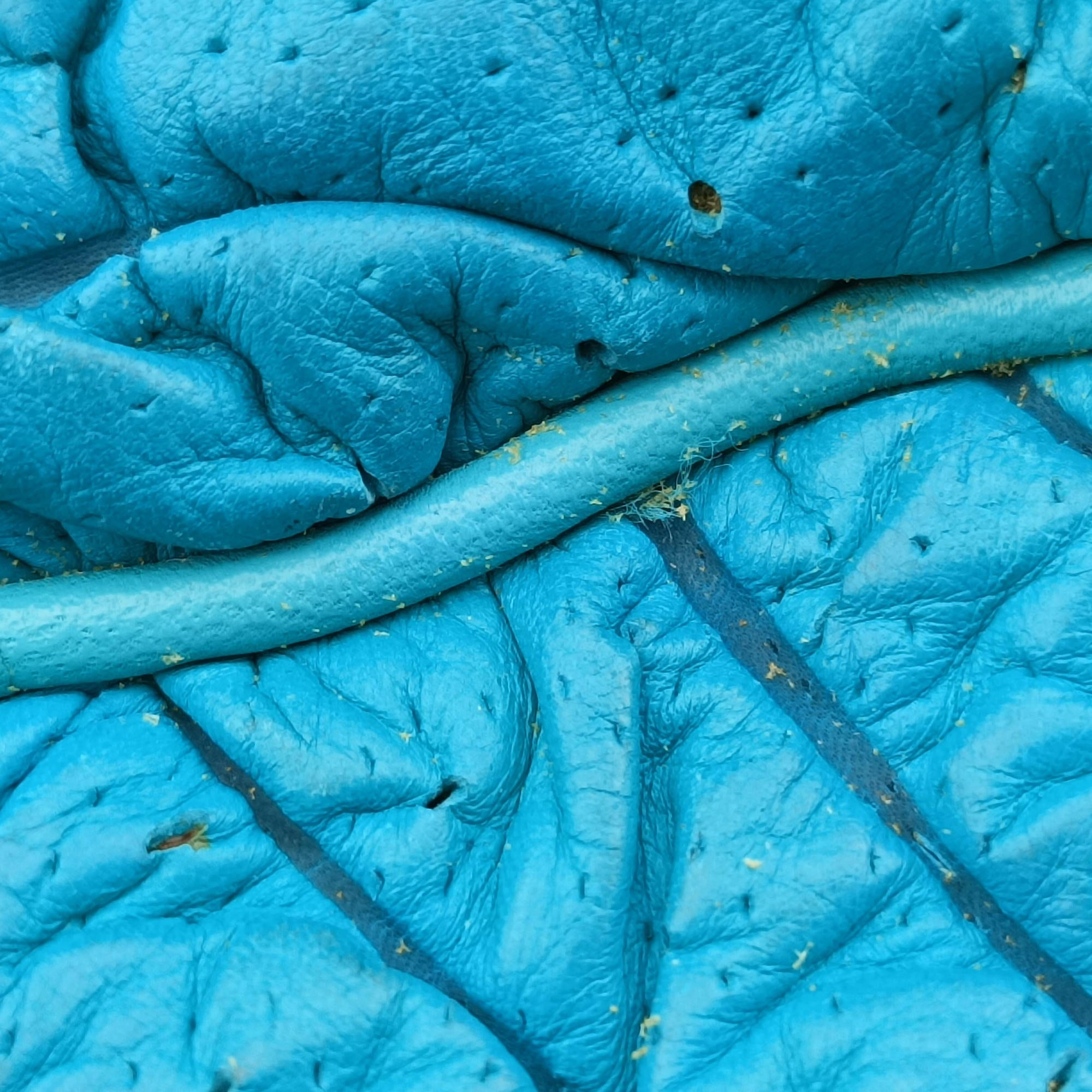 Pre-owned VERSACE Wavy Ruched Hobo Blue Lambskin  shoulderbag | stylenewstar