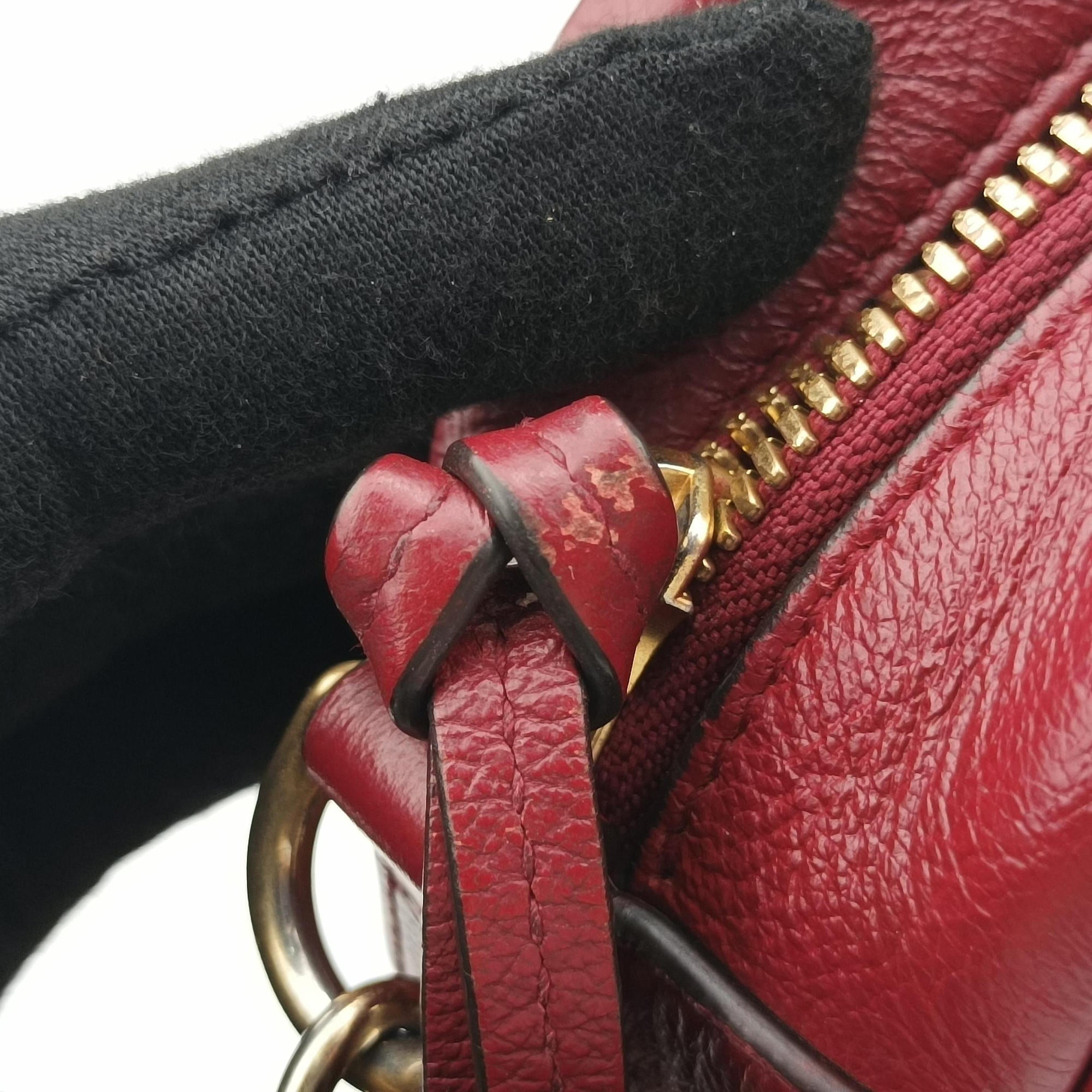Pre-owned Gucci GG Marmont Beige ×  Red Canvas × Leather 447632 shoulderbag | stylenewstar