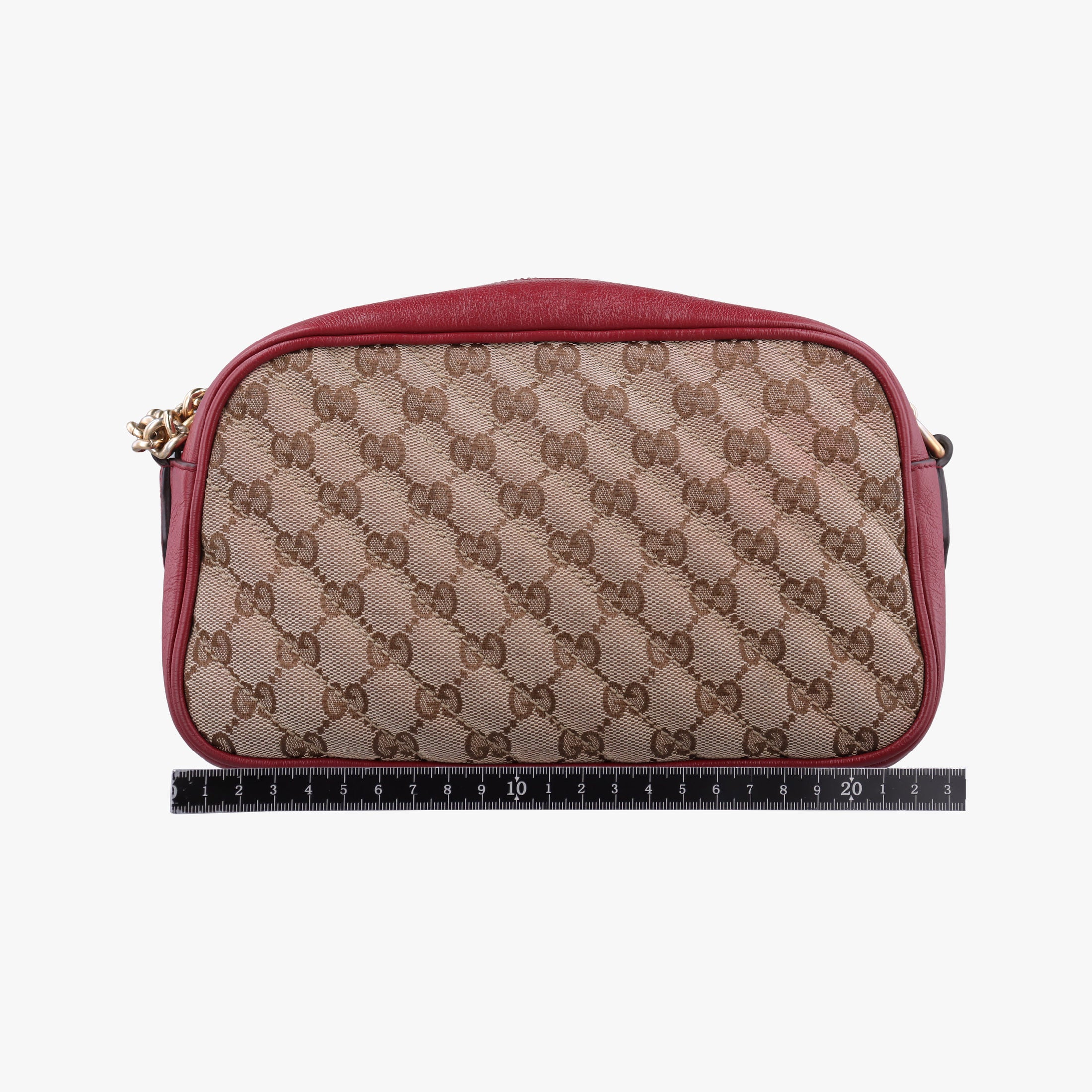Pre-owned Gucci GG Marmont Beige ×  Red Canvas × Leather 447632 shoulderbag | stylenewstar