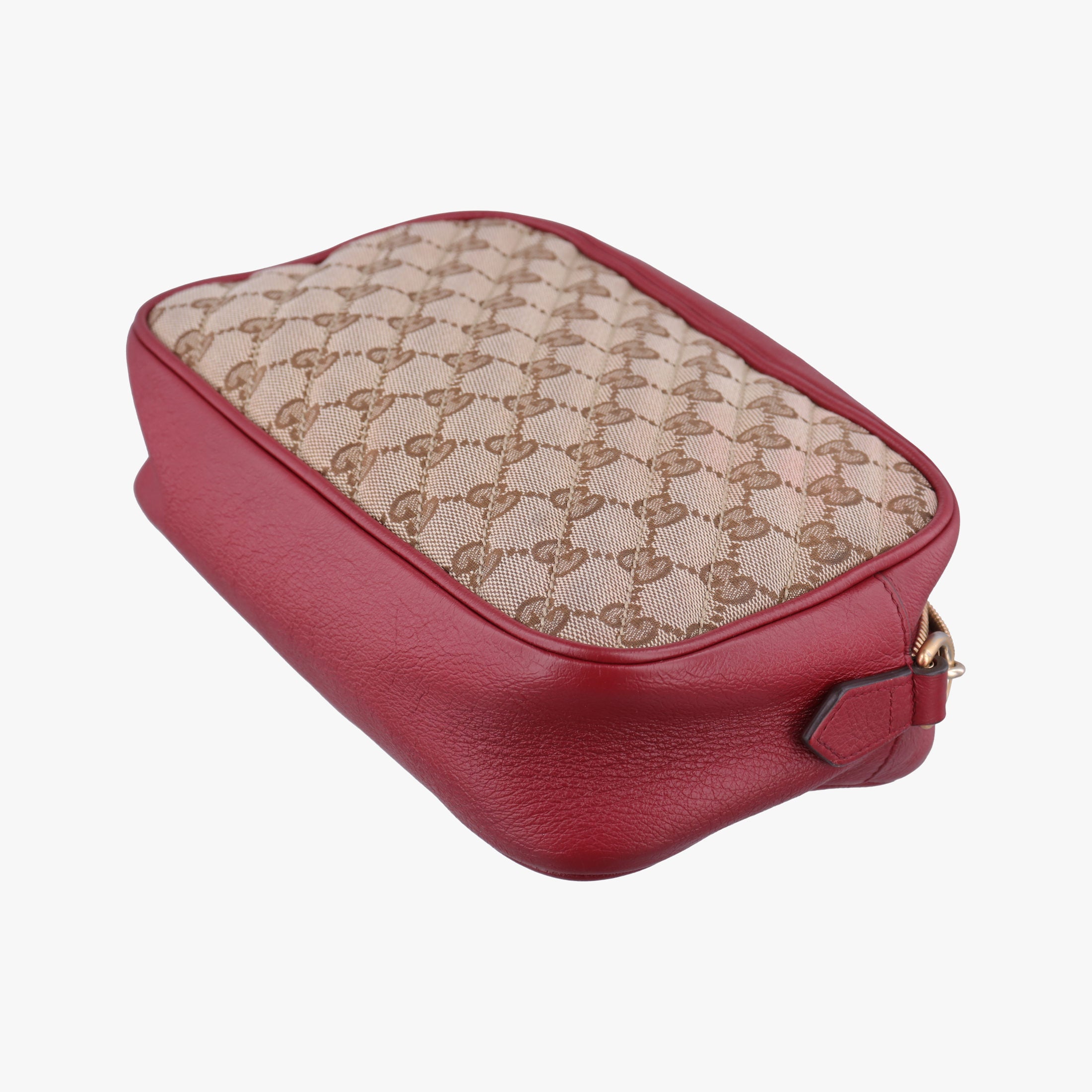 Pre-owned Gucci GG Marmont Beige ×  Red Canvas × Leather 447632 shoulderbag | stylenewstar