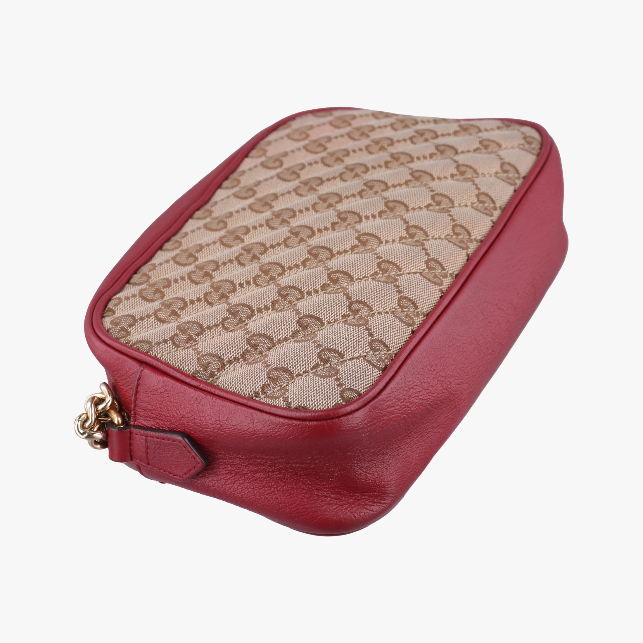 Pre-owned Gucci GG Marmont Beige ×  Red Canvas × Leather 447632 shoulderbag | stylenewstar