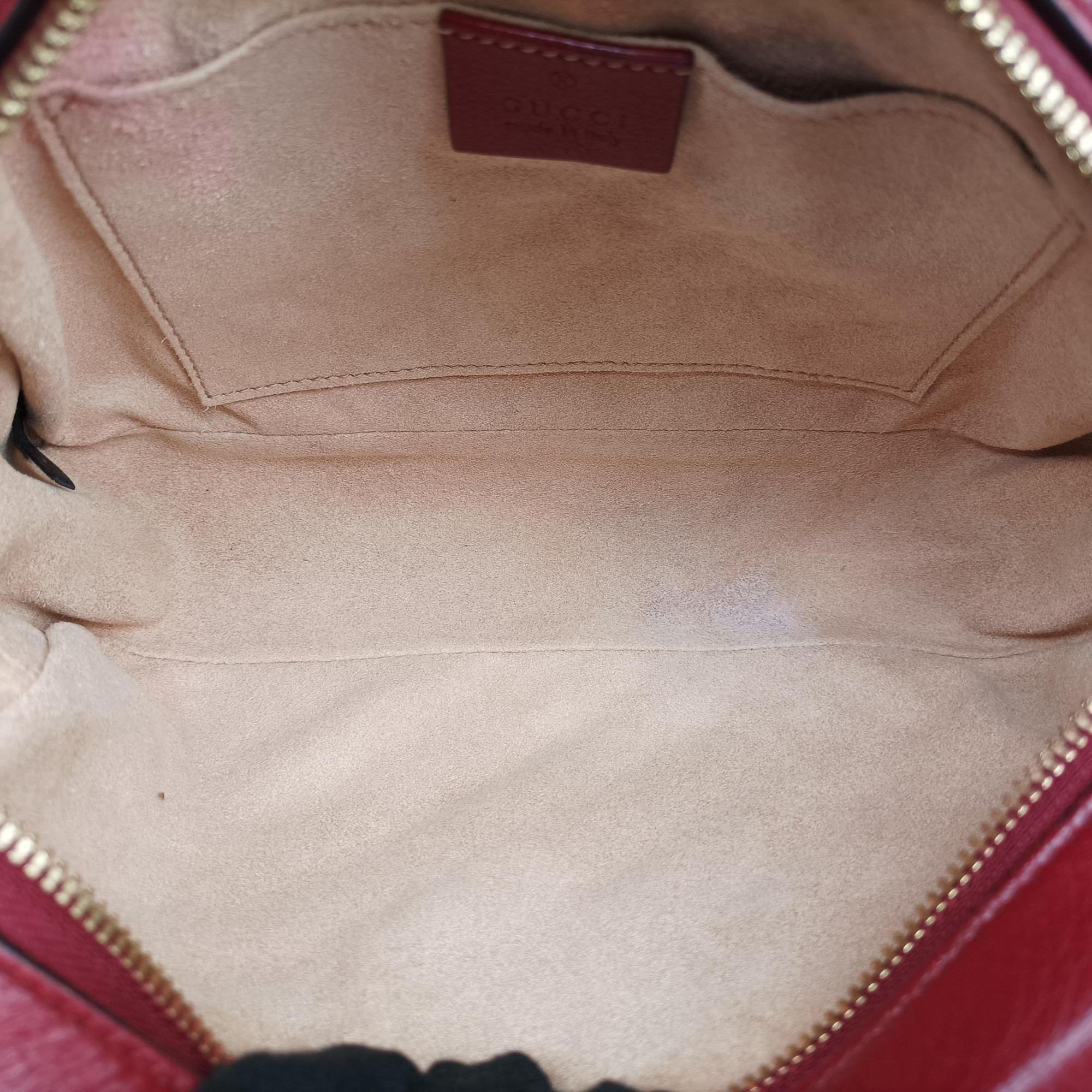 Pre-owned Gucci GG Marmont Beige ×  Red Canvas × Leather 447632 shoulderbag | stylenewstar