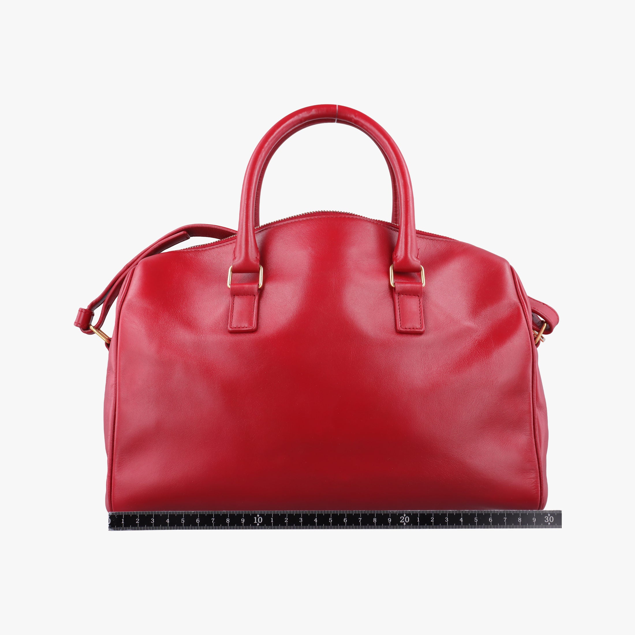 Pre-owned Yves Saint Laurent CLASSIC DUFFEL Red Leather 314704 shoulderbag | stylenewstar