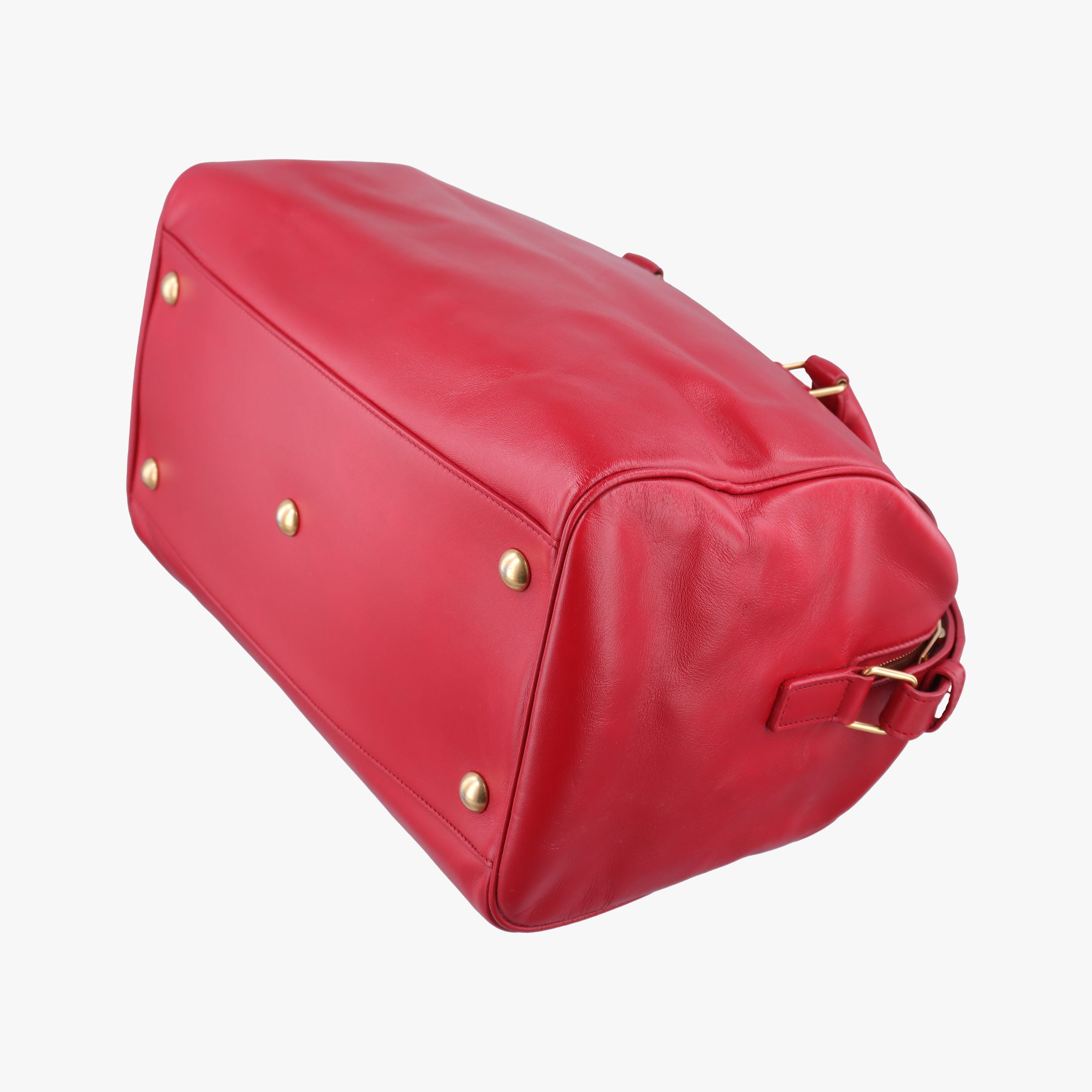Pre-owned Yves Saint Laurent CLASSIC DUFFEL Red Leather 314704 shoulderbag | stylenewstar
