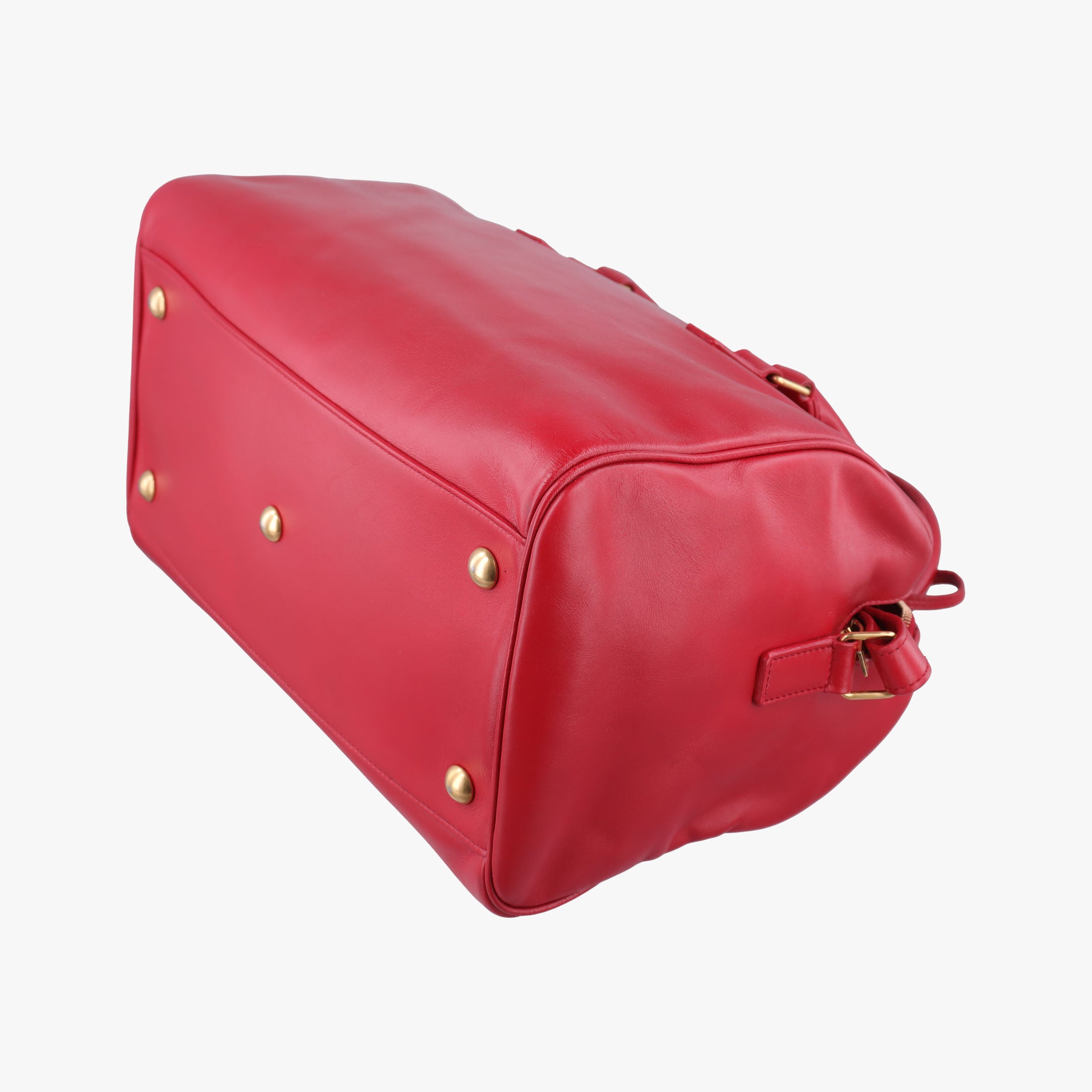 Pre-owned Yves Saint Laurent CLASSIC DUFFEL Red Leather 314704 shoulderbag | stylenewstar