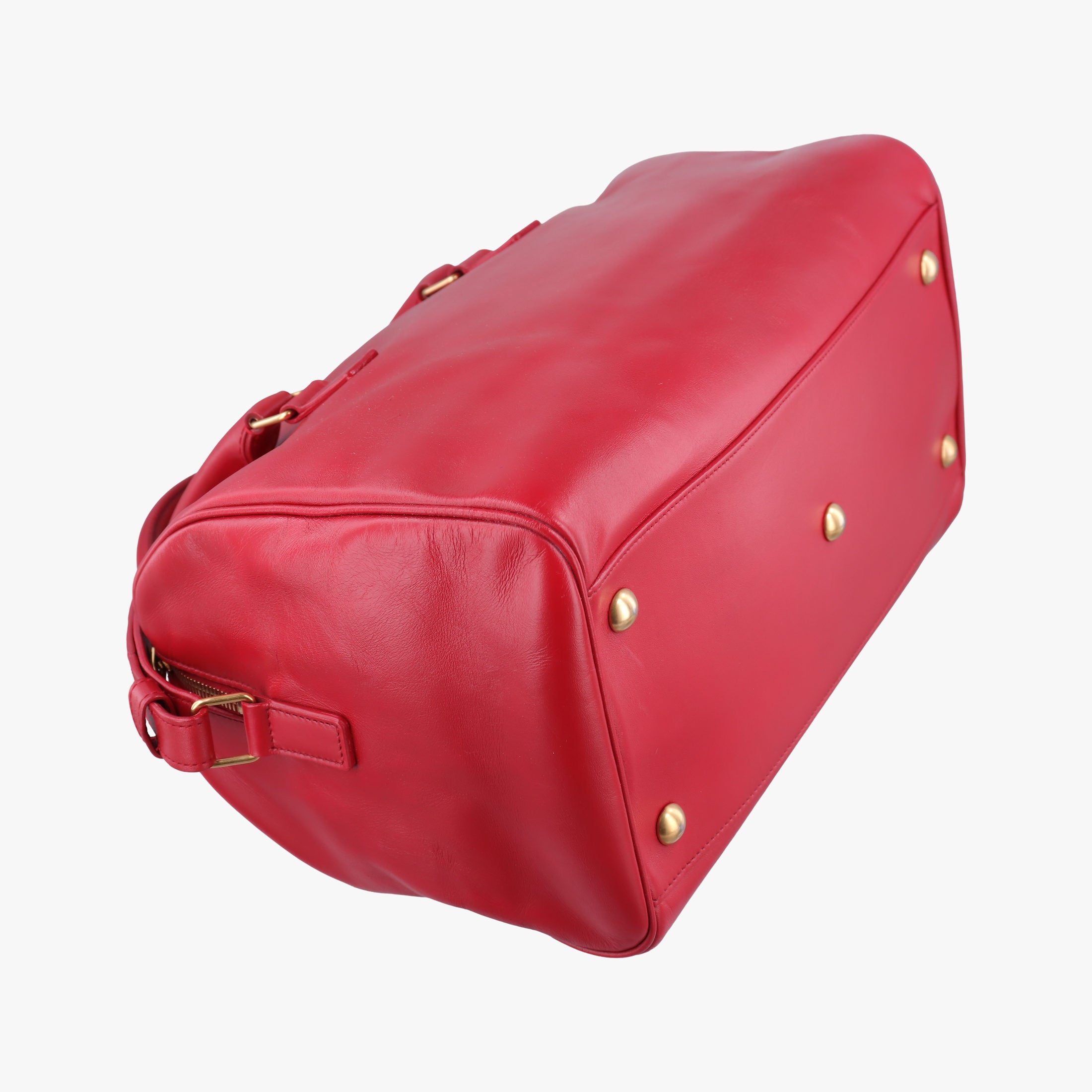 Pre-owned Yves Saint Laurent CLASSIC DUFFEL Red Leather 314704 shoulderbag | stylenewstar
