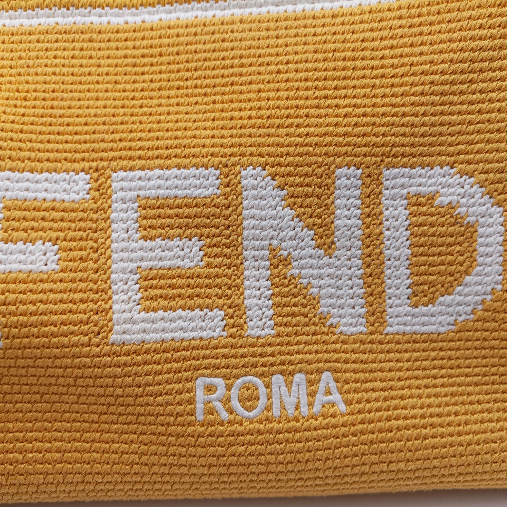Pre-owned Fendi SUNSHINE Yellow Crochet×leather 8BH386 shoulderbag | stylenewstar