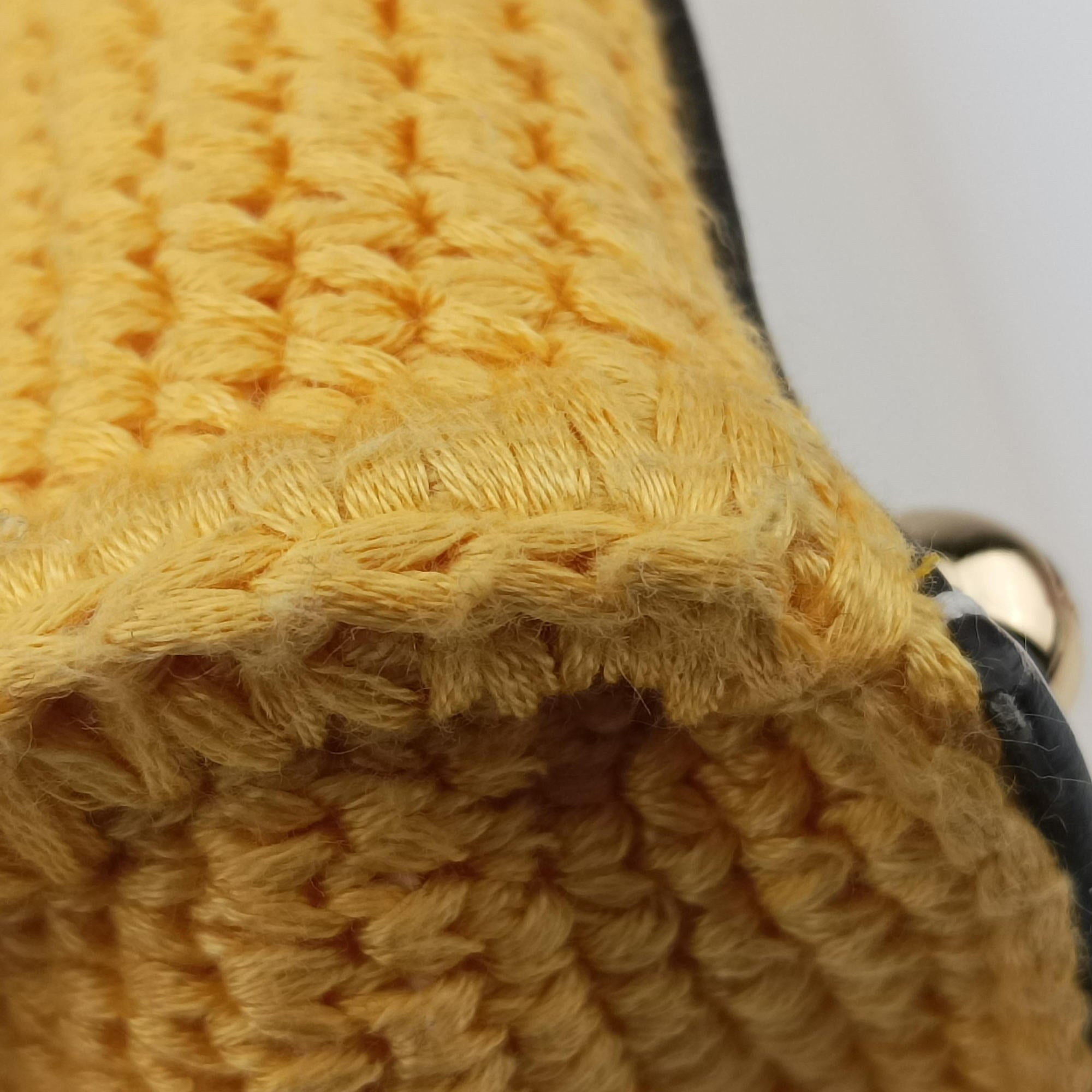 Pre-owned Fendi SUNSHINE Yellow Crochet×leather 8BH386 shoulderbag | stylenewstar