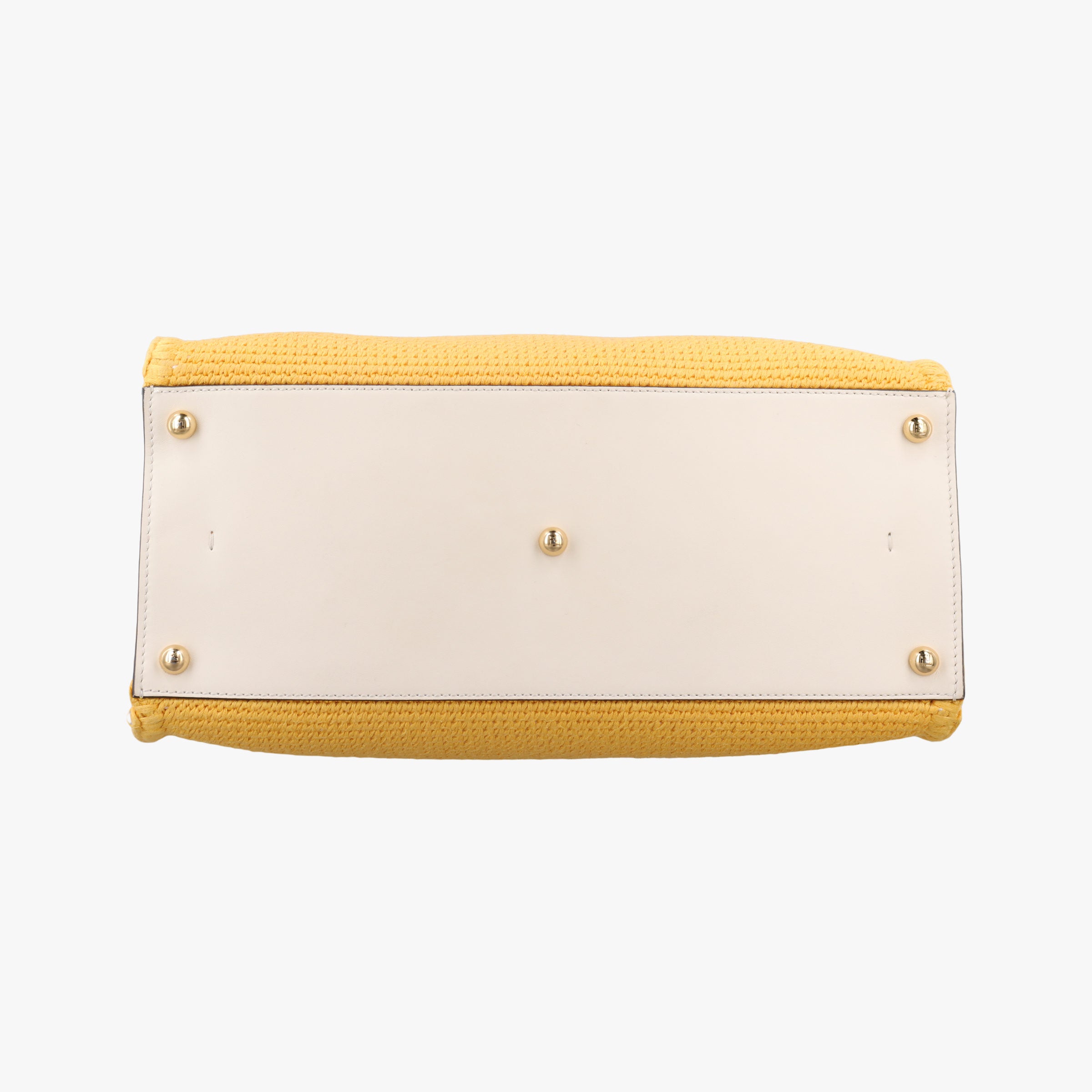 Pre-owned Fendi SUNSHINE Yellow Crochet×leather 8BH386 shoulderbag | stylenewstar