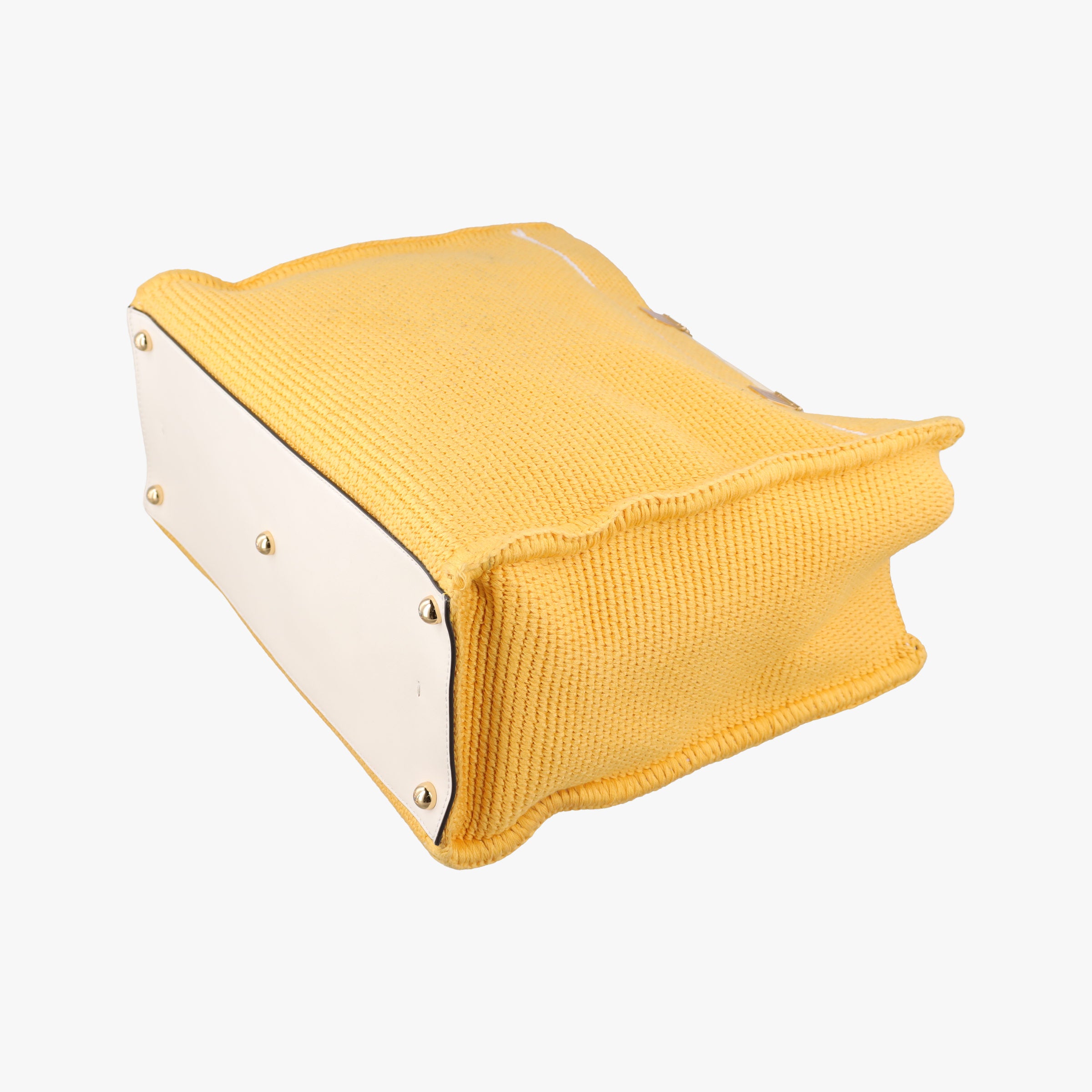 Pre-owned Fendi SUNSHINE Yellow Crochet×leather 8BH386 shoulderbag | stylenewstar