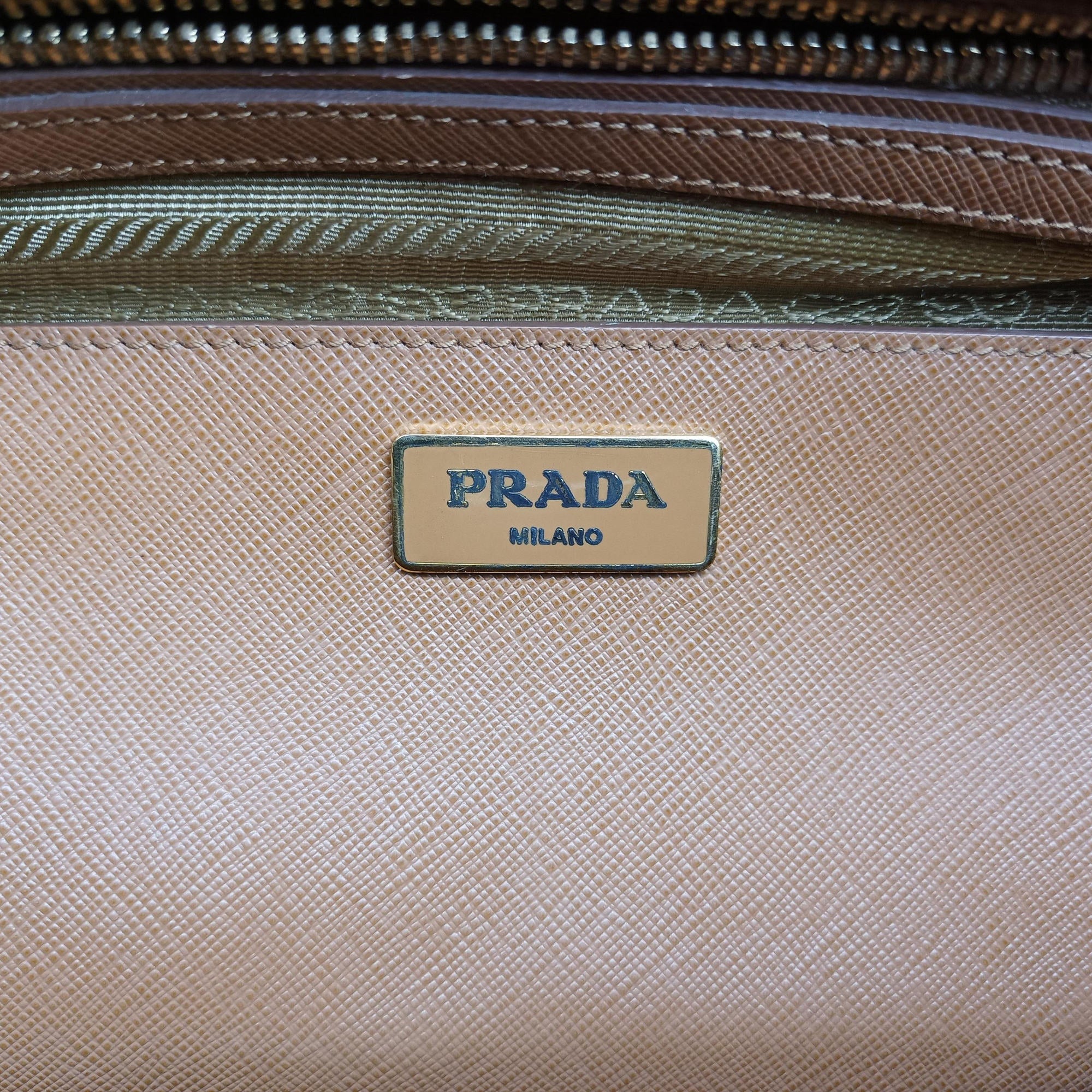 Secondhand Prada Galleria brown×orange SAFFIANO Leather B2274C shoulderbag | stylenewstar