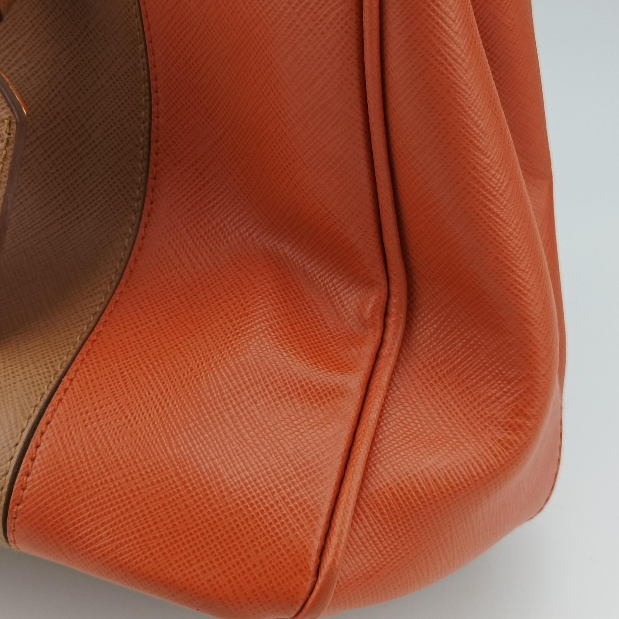 Secondhand Prada Galleria brown×orange SAFFIANO Leather B2274C shoulderbag | stylenewstar