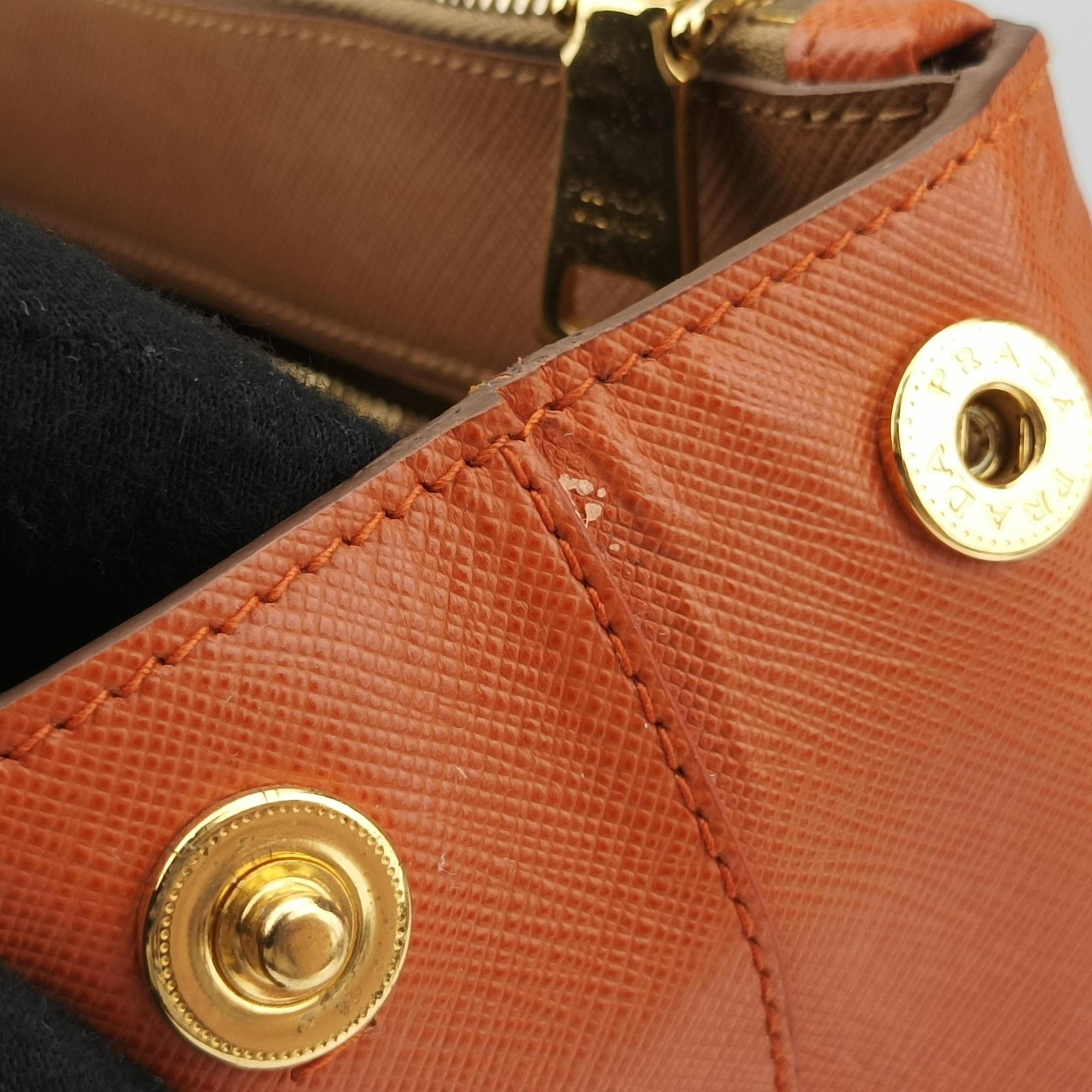 Secondhand Prada Galleria brown×orange SAFFIANO Leather B2274C shoulderbag | stylenewstar