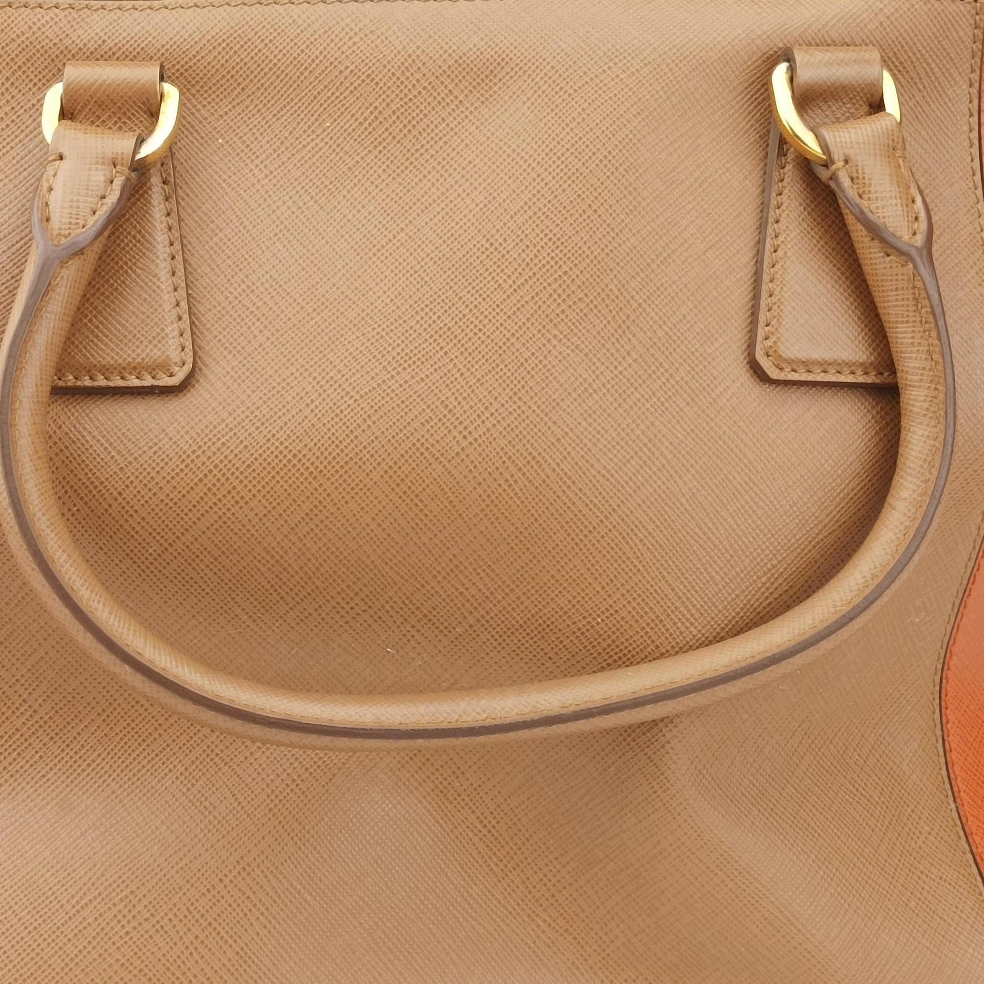 Secondhand Prada Galleria brown×orange SAFFIANO Leather B2274C shoulderbag | stylenewstar