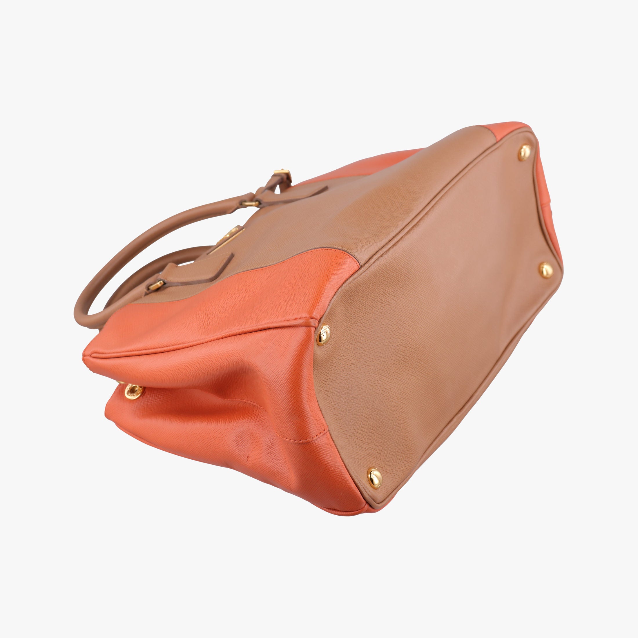 Secondhand Prada Galleria brown×orange SAFFIANO Leather B2274C shoulderbag | stylenewstar