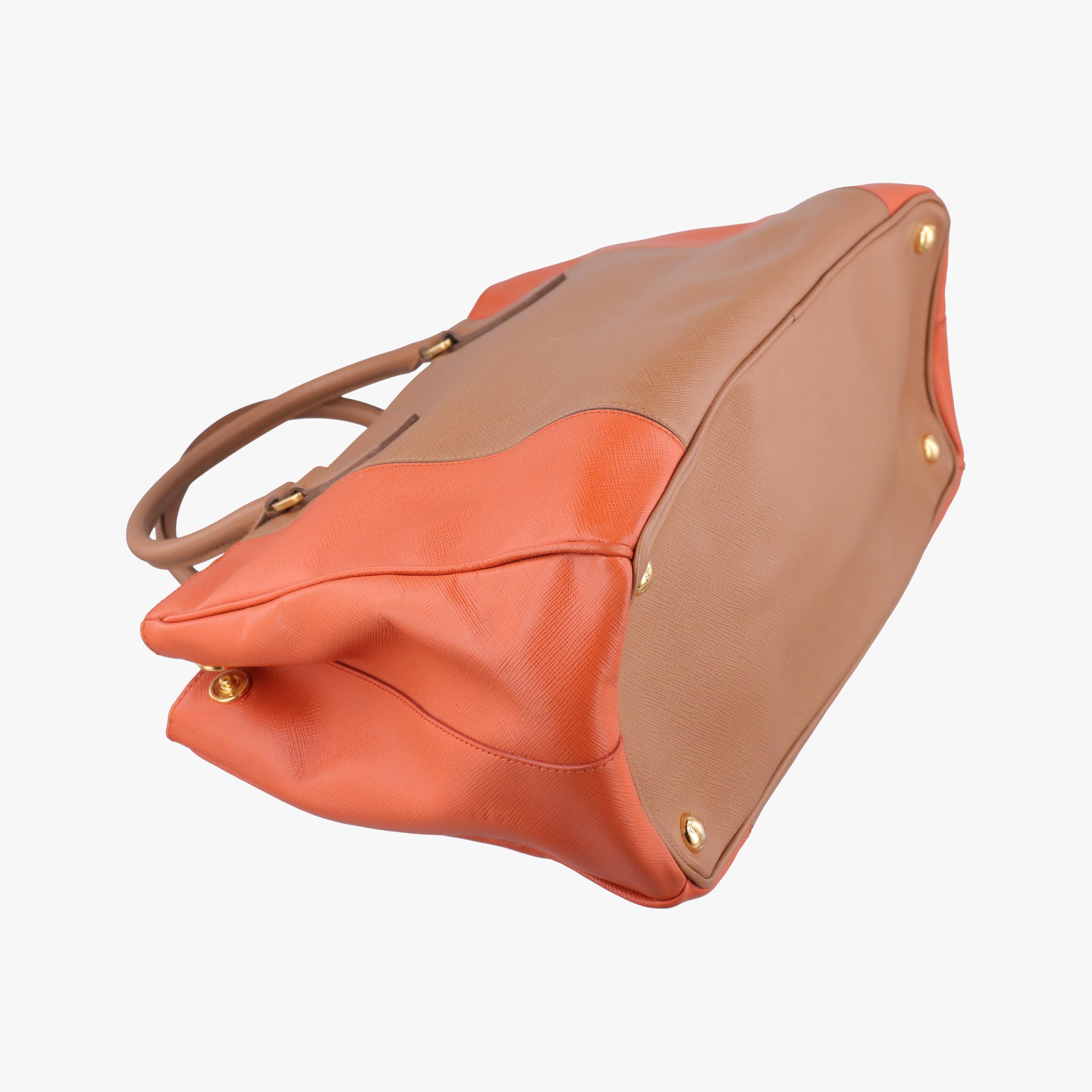 Secondhand Prada Galleria brown×orange SAFFIANO Leather B2274C shoulderbag | stylenewstar