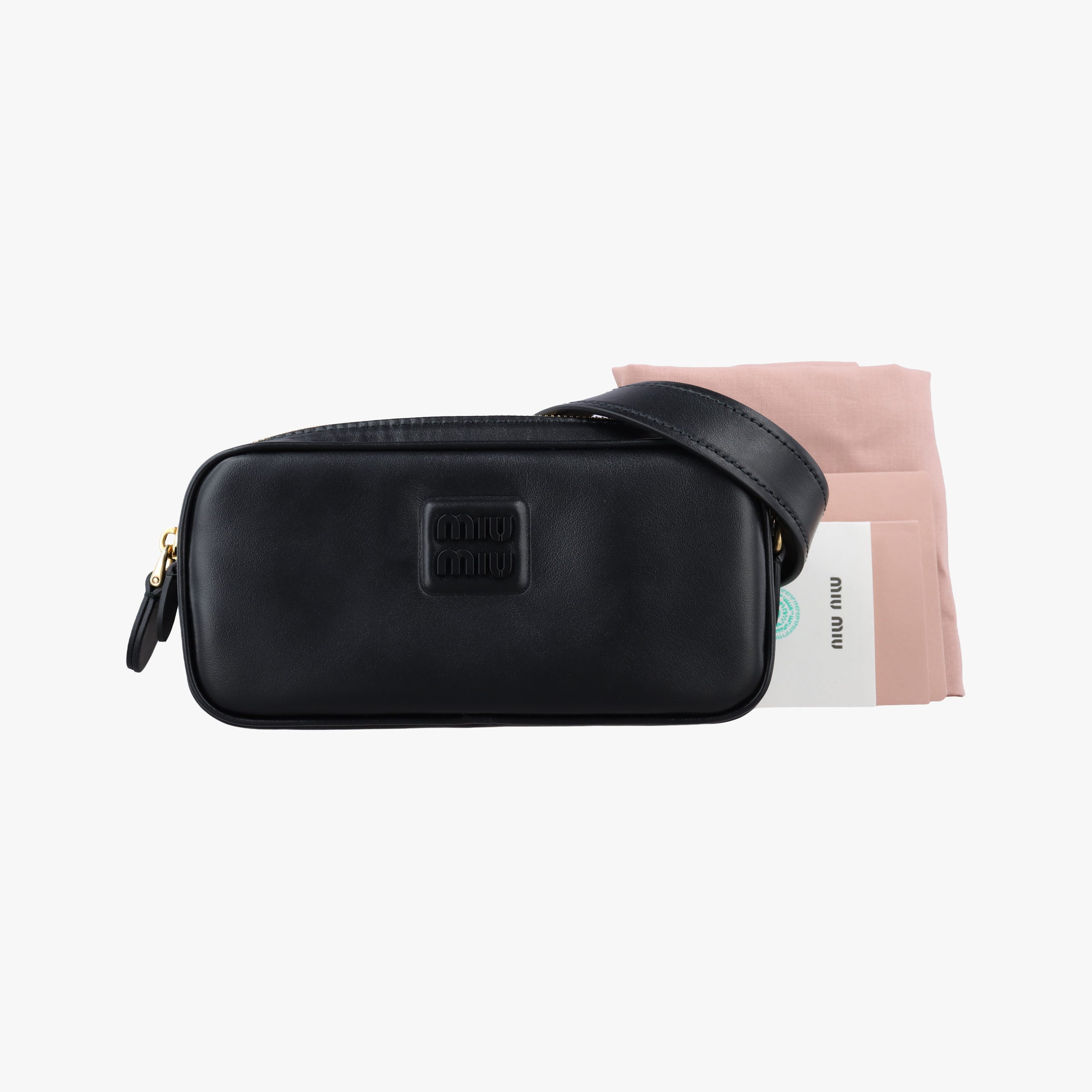 Vintage Miu Miu Logo belt Black leather  bum bag/waist bag | stylenewstar