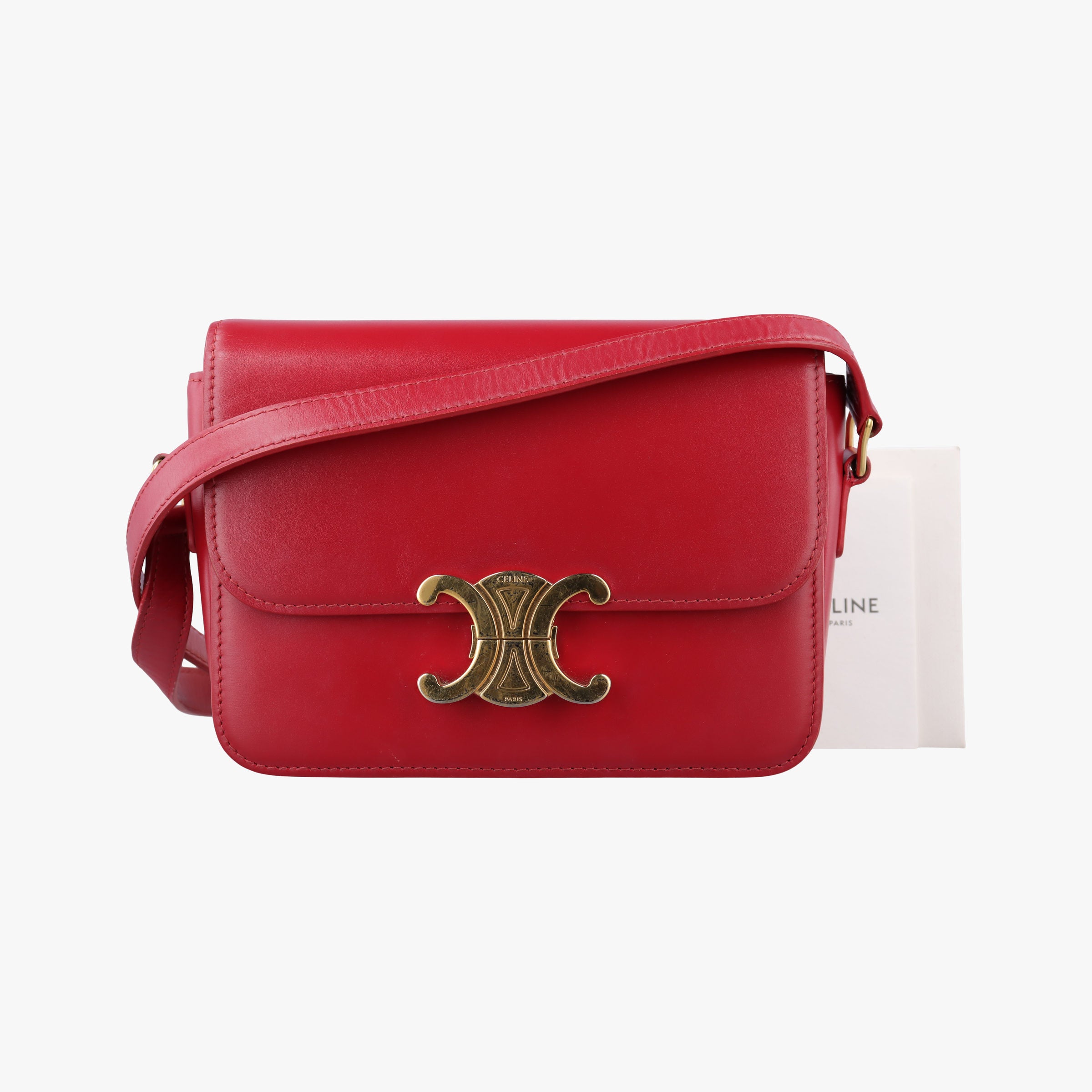 Vintage Celine Teen Triomphe Red Leather  shoulderbag | stylenewstar