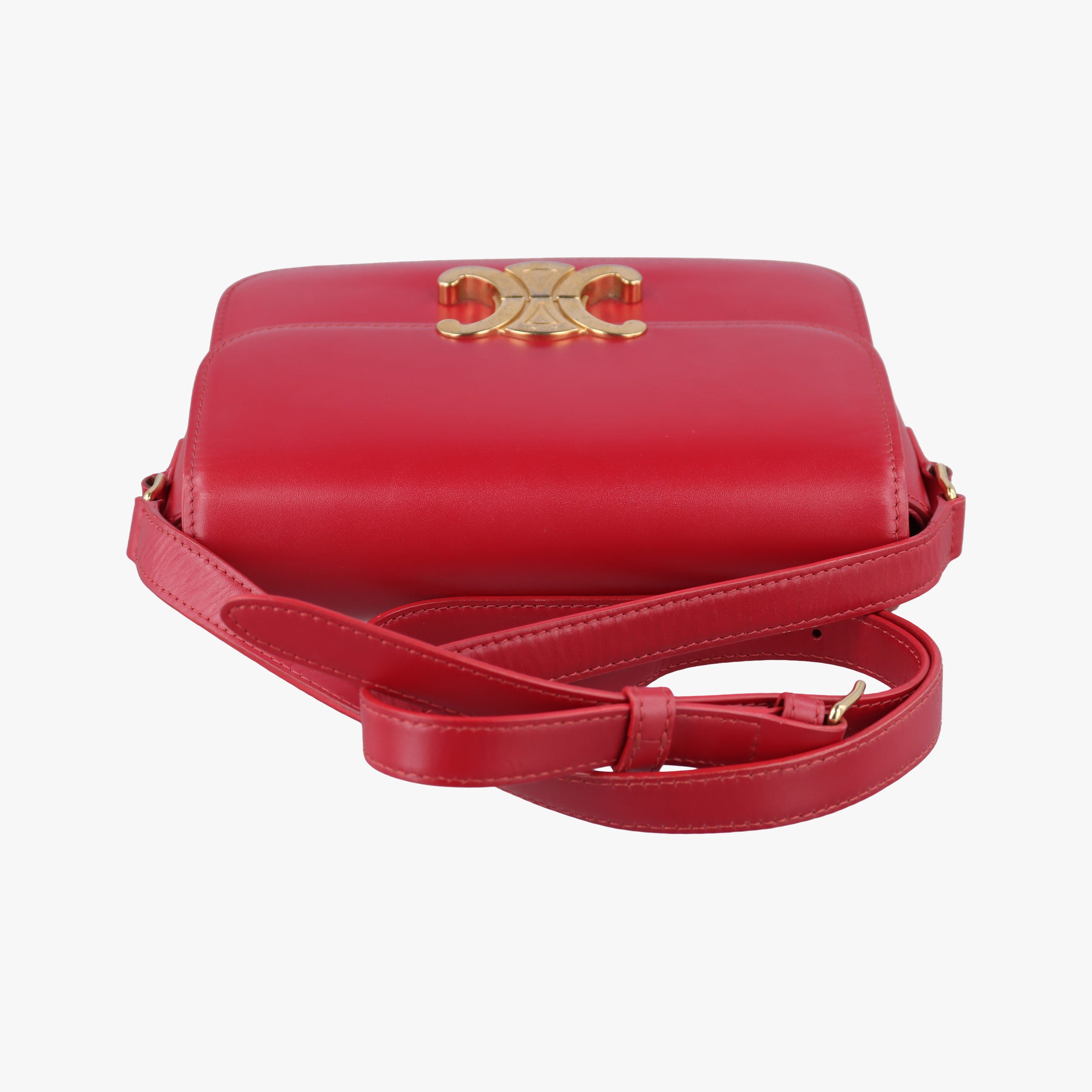 Vintage Celine Teen Triomphe Red Leather  shoulderbag | stylenewstar
