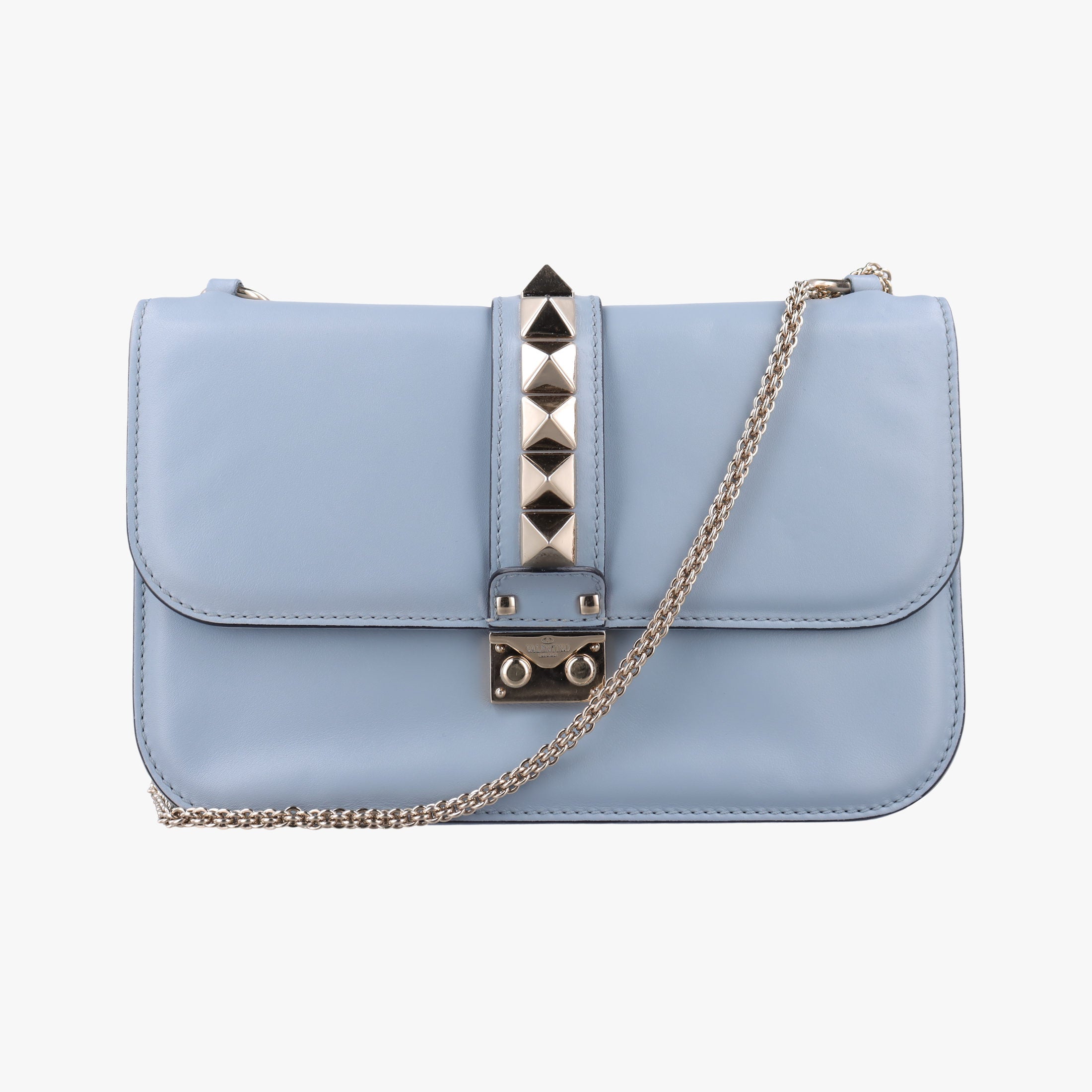 Vintage Valentino Rockstud　Glam Lock Grey Leather  shoulderbag | stylenewstar